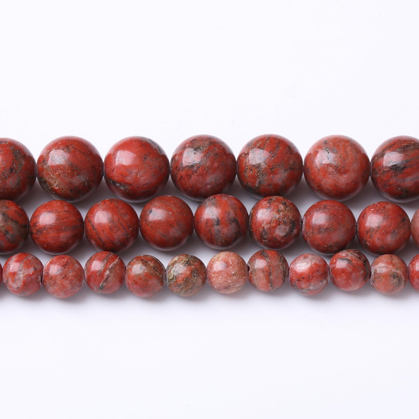 48PCS 8MM Natural Red Seasame Jasper Stone Beads Energy Healing Beads for DIY Jewelry Bracelet Necklace Making for Jewelry Making 15Inch