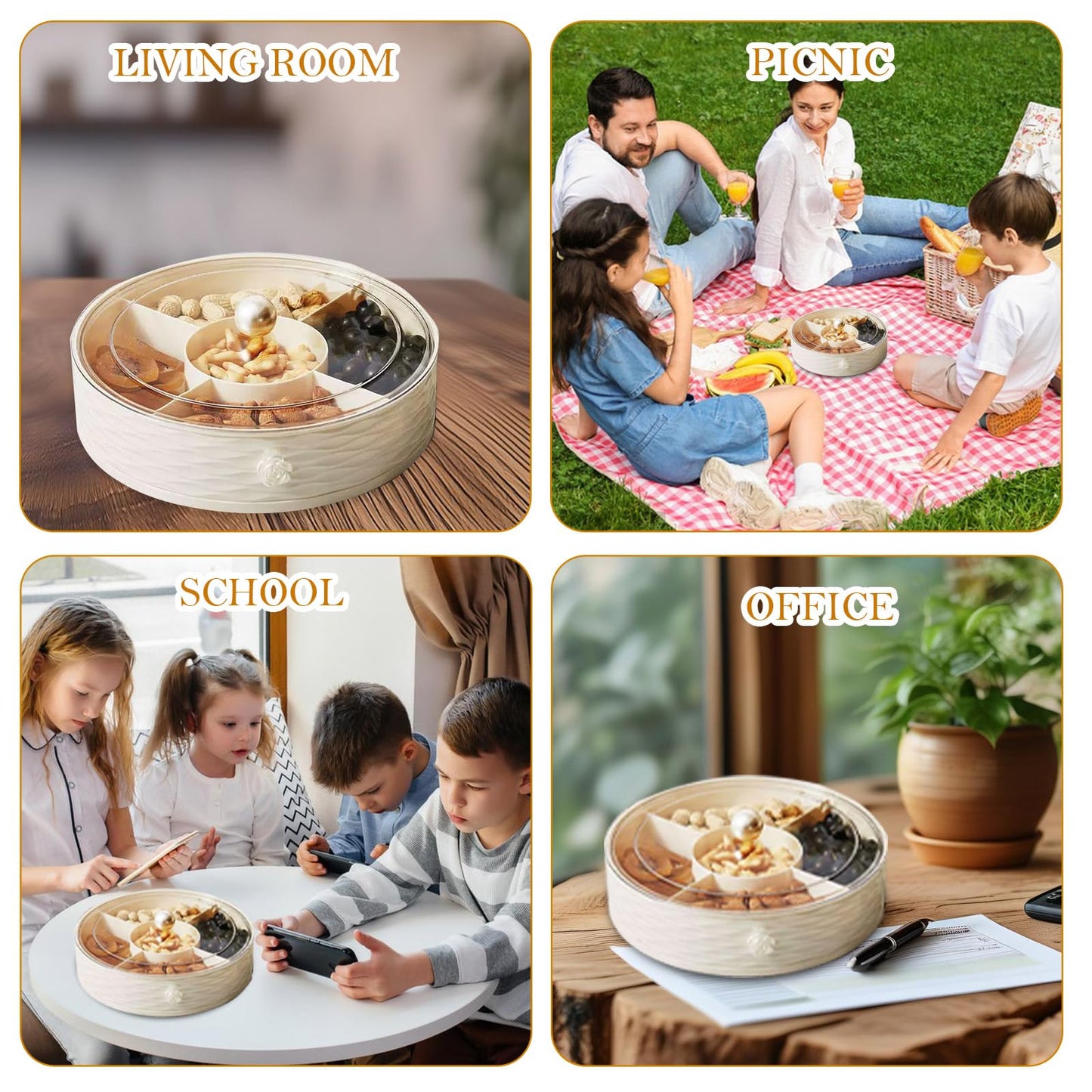 Folemah Modern Luxury Snack Box with Lid – Elegant Dry Fruit, Nut & Candy Organizer Tray for Living Room or Gift Giving
