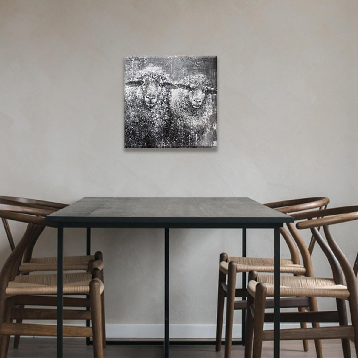 TAIJXAGSG Animal Cancas Wall Art Decor Farmhouse Sheep Picture Paintings Decor Vintage Rustic Painting Cute Sheep Artwork For Kitchen Living Room 13'' X 13'' wall hanging decor