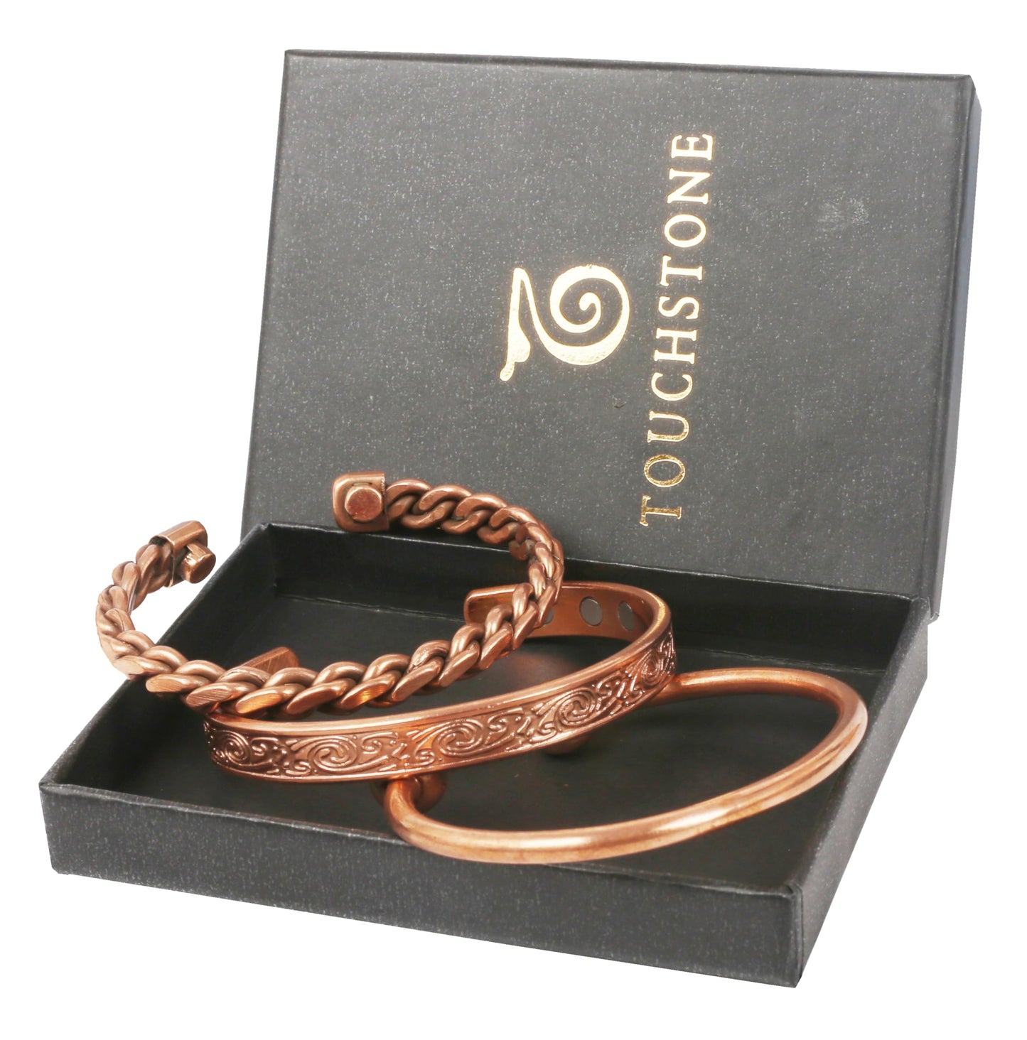 Touchstone copper bracelets | gift for men women |adjustable 100% pure solid real magnetic jewelry | handmade bracelet set combo | rope braided tibetan bangles. Set of 3 different designs