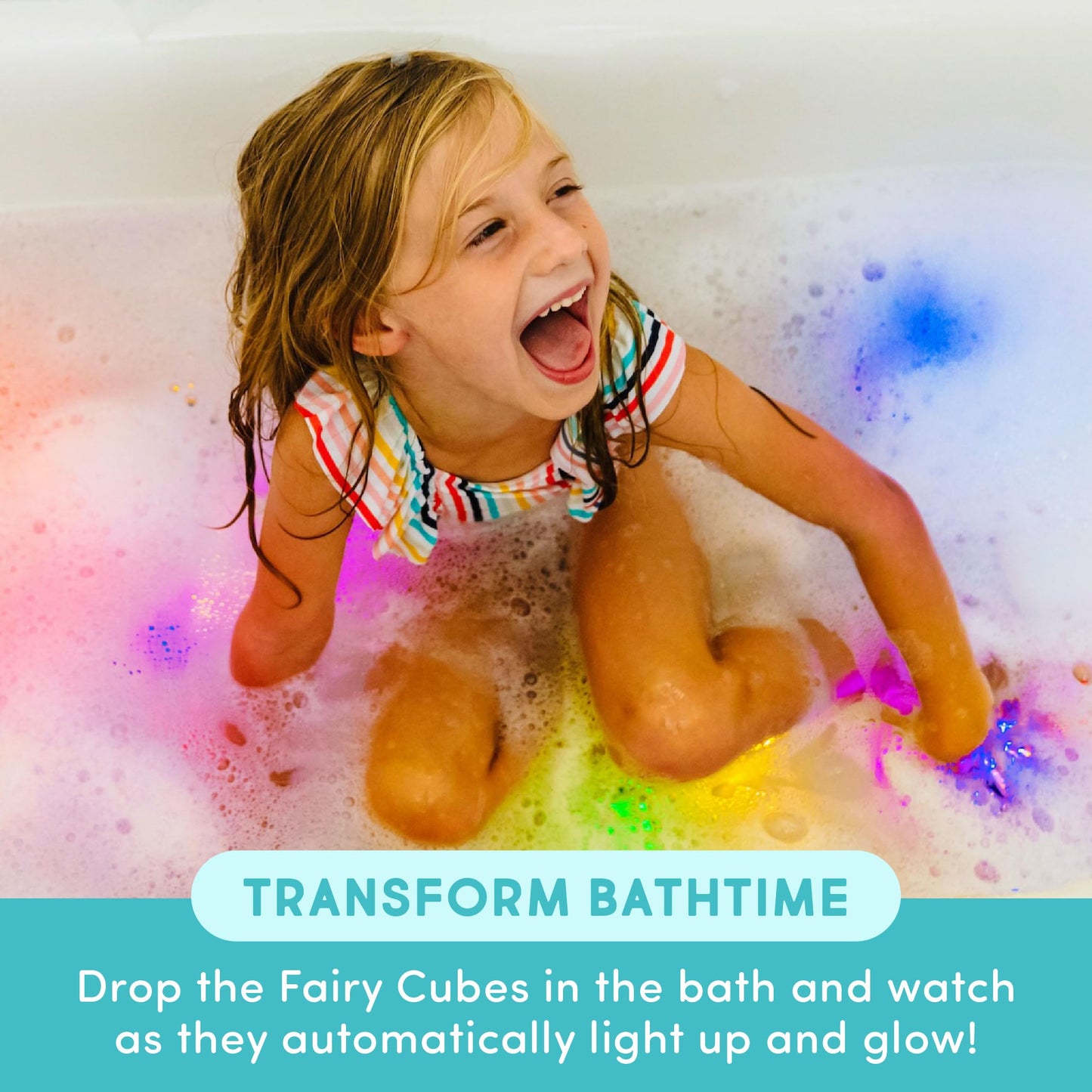 Glo Pals Water-Activated Light-Up Cubes for Bathtime and Sensory Play - Includes 6 Reusable Light-Up - Sensory Toys and Glowing Bath Cubes for Kids and Toddlers - Fairy