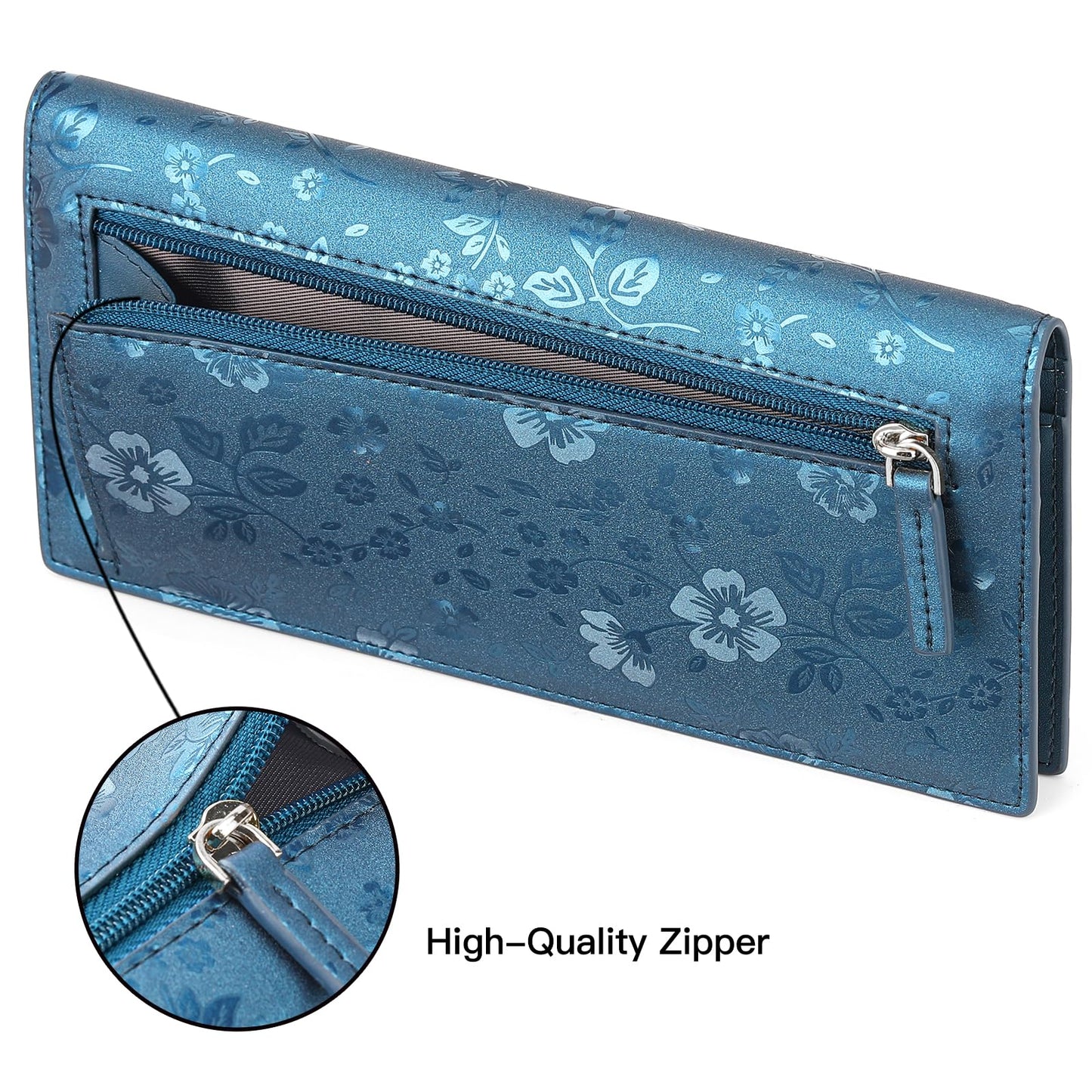 GOIACII Wallet Women RFID Blocking Thin Leather Clutch Credit Card Holder