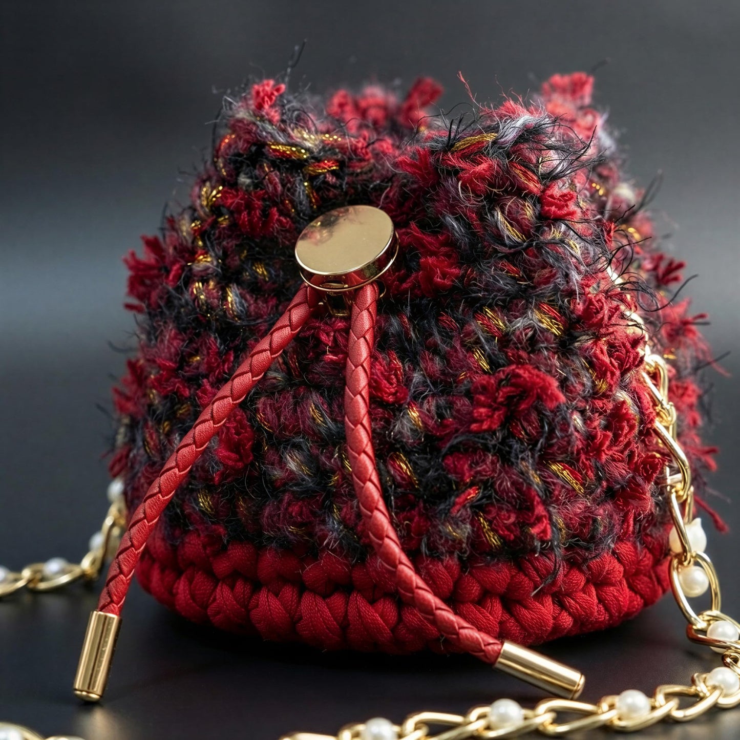 Nytale Beginner Crochet Kit for Adults - Midnight Rose Mini Bucket Bag. DIY Knitting Starter Pack with Luxury Velvet Yarn, Pearl Chain & Step-by-Step Video Tutorials. Beginner Friendly
