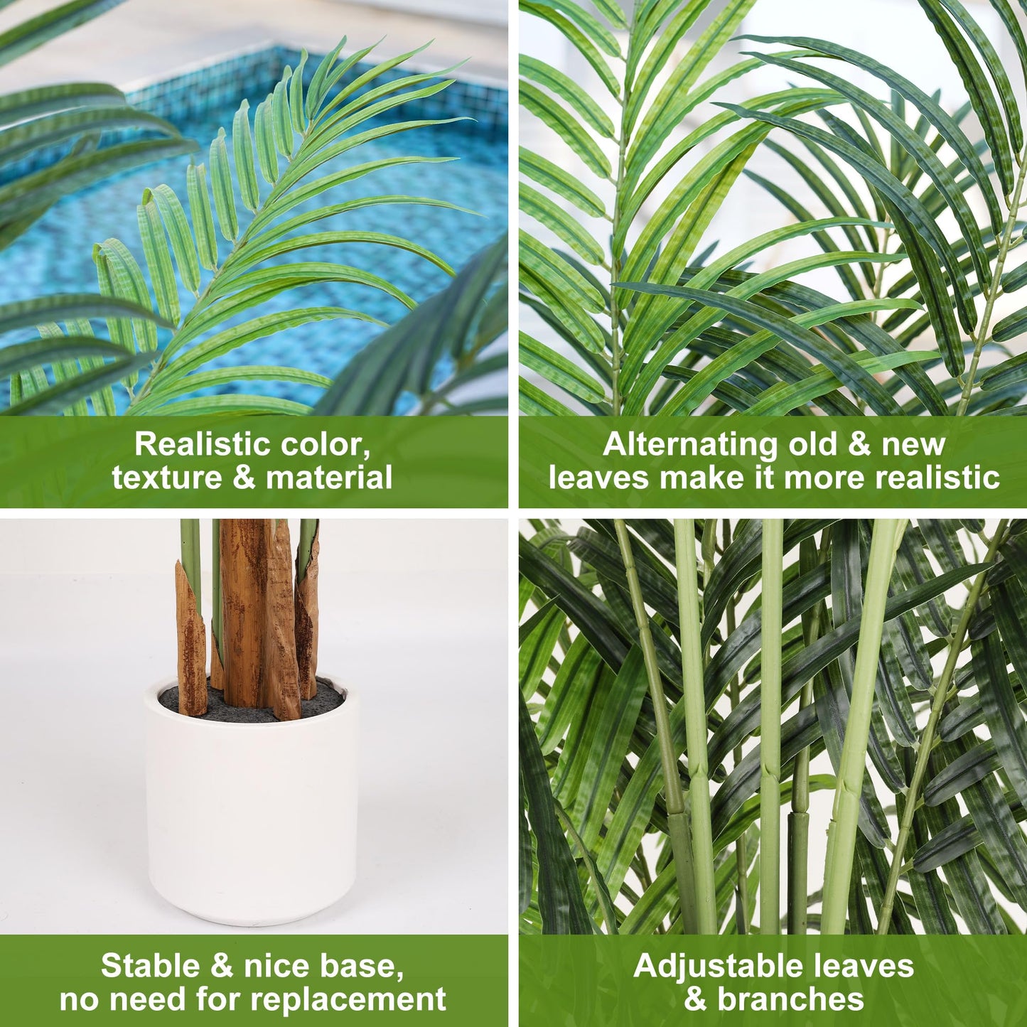 ProDeco Faux Palm Tree 6.6Ft Tall Artificial Plants Indoor Silk Green Floor Big Large Fake Potted Plant Artificial Decor for Home Office Living Room Outdoor