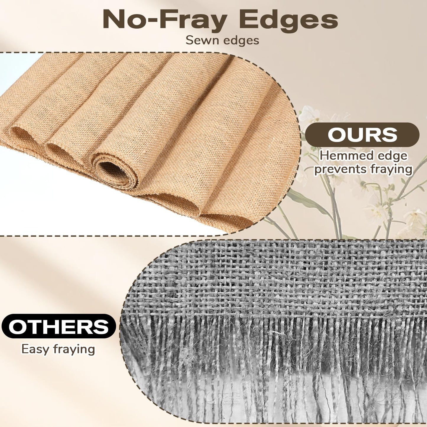 SHENLIU 2 Pack 12" x 11 Yard Burlap Table Runners, Jute Burlap Runner for Table, Natural Burlaps Fabric Roll with Finished Edges for Craft Projects, Weddings, Placemats, Farmhouse Decor, Gardening