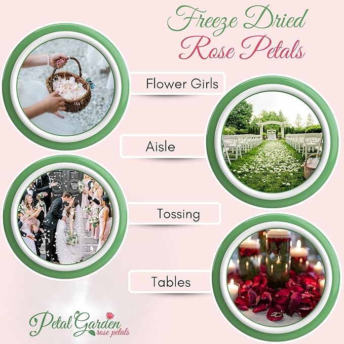 Rose Petals for Wedding Decoration, Bridal Toss, and Aisles, 10 cups, Freeze Dried, Use within 1 month (Blush/Ivory)