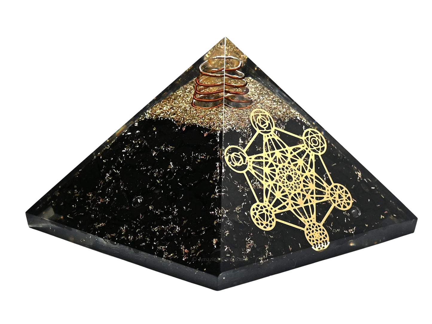 Amazing Gemstone Large Black Tourmaline Orgone Pyramid Crystal, Chakra Metatron Orgonite Pyramid - Positive Energy Healing
