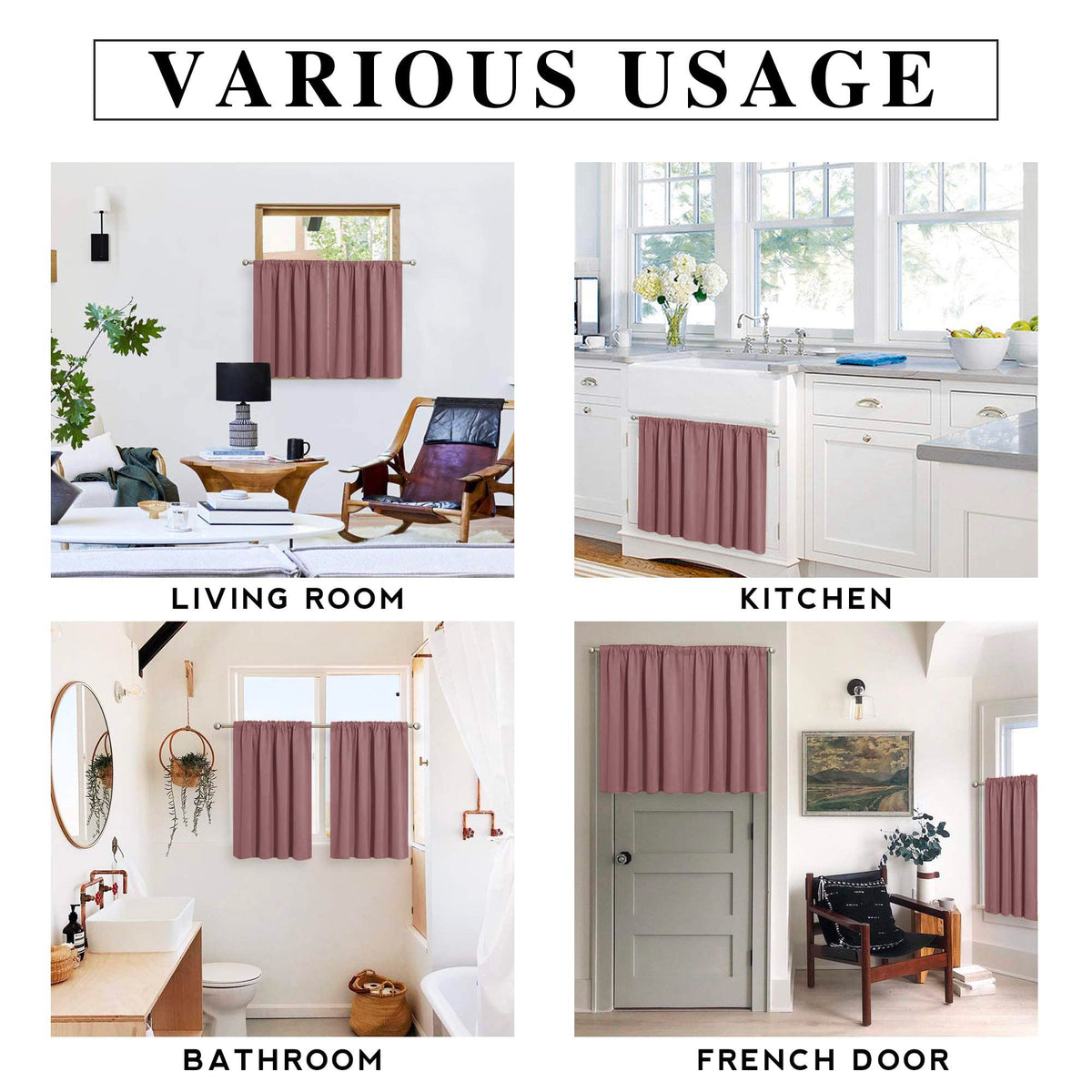 Blackout Curtains for Bedroom Living Room Nursery 63 inches Long (2 Count)