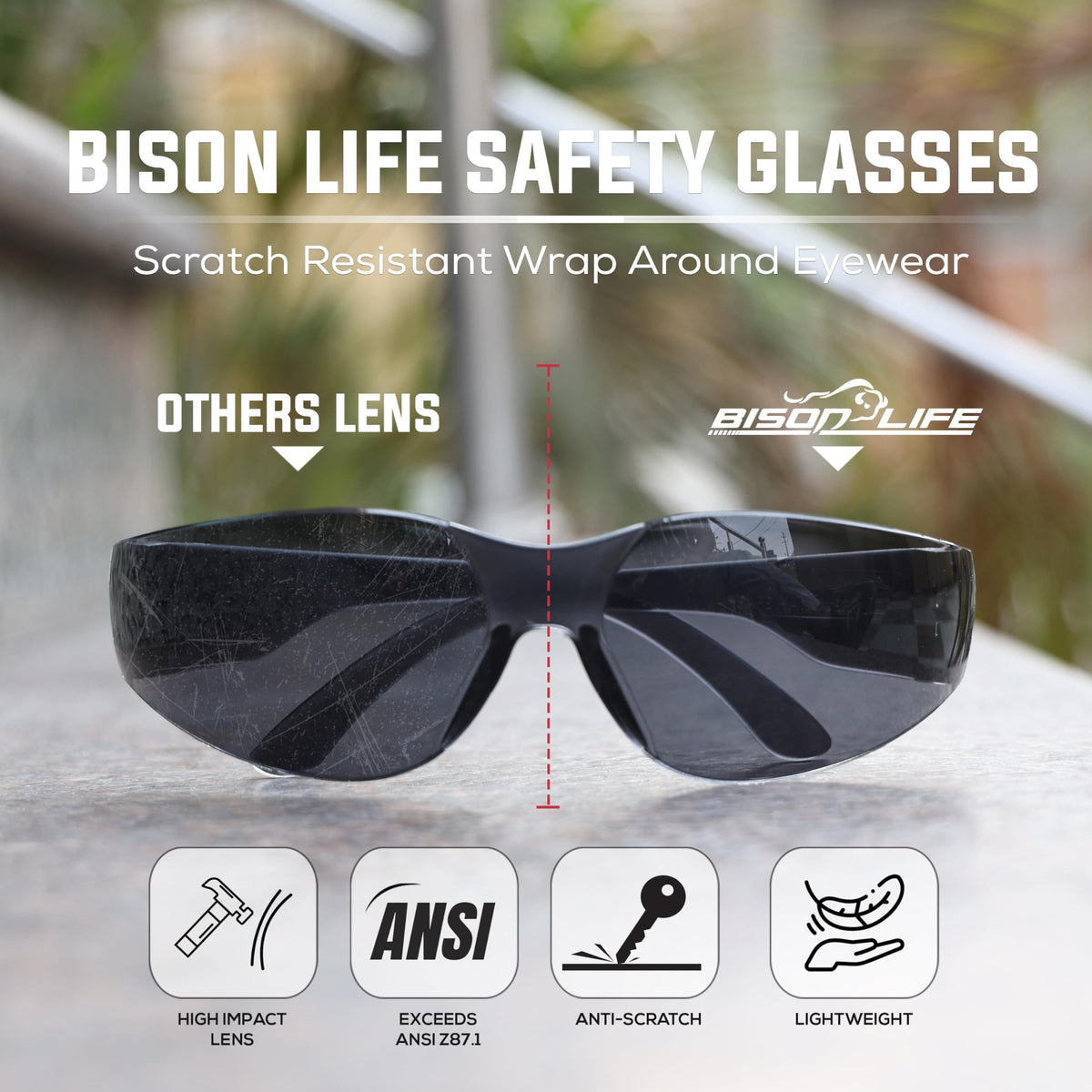 Black Safety Glasses Bulk 6 Pack (6 Count)