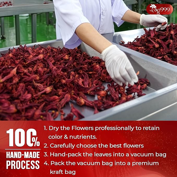 TOG999, Premium Hibiscus Flowers 16oz | Dried Petals | Naturally Caffeine-Free Herbal Tea | Vibrant Color & Tart Floral Flavor | Non-GMO, Gluten-Free, Vegan | Perfect for Tea, Beverages, and Crafts