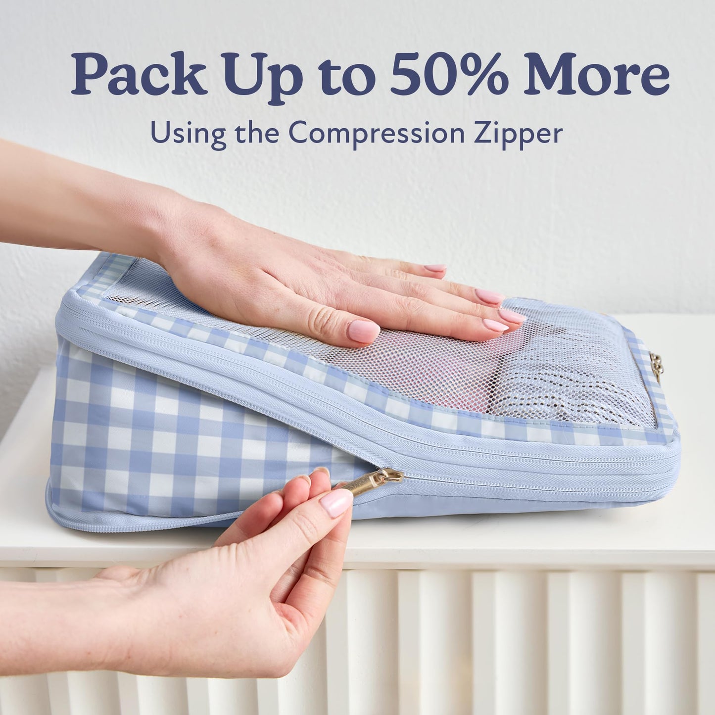 Vandel Space-Saving Compression Packing Cubes for Women with Hanging Toiletry Bag, Laundry Bag, Compressible Carry On Suit Case Organizer Luggage Packing Cubes for Travel Compression Organizer Bags