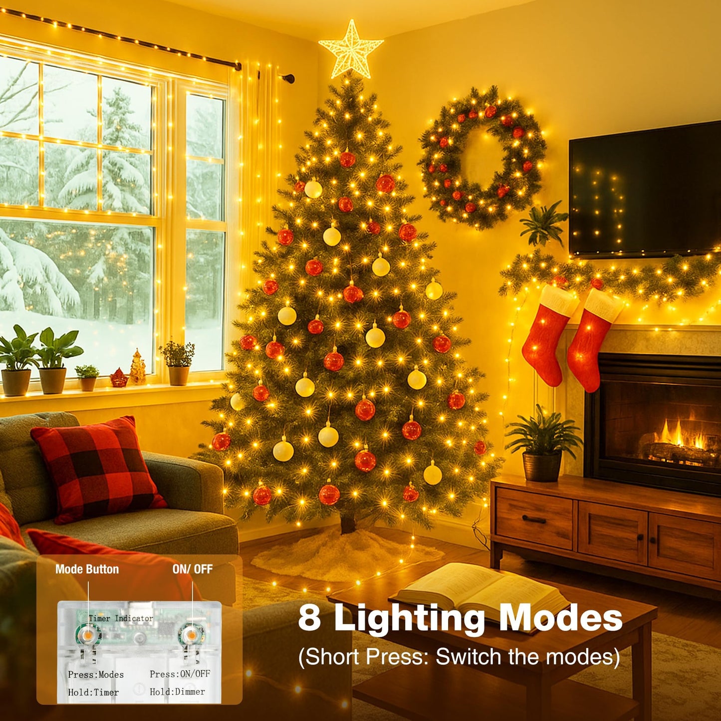 Fairdeer 6 Pack 16FT 50 LED Fairy Lights Battery Operated with Timer, 8 Modes USB Mini Twinkle Light, Small String Lights for Tree Wreath Vase Bedroom DIY Holoday Wedding Decorations-Warm White