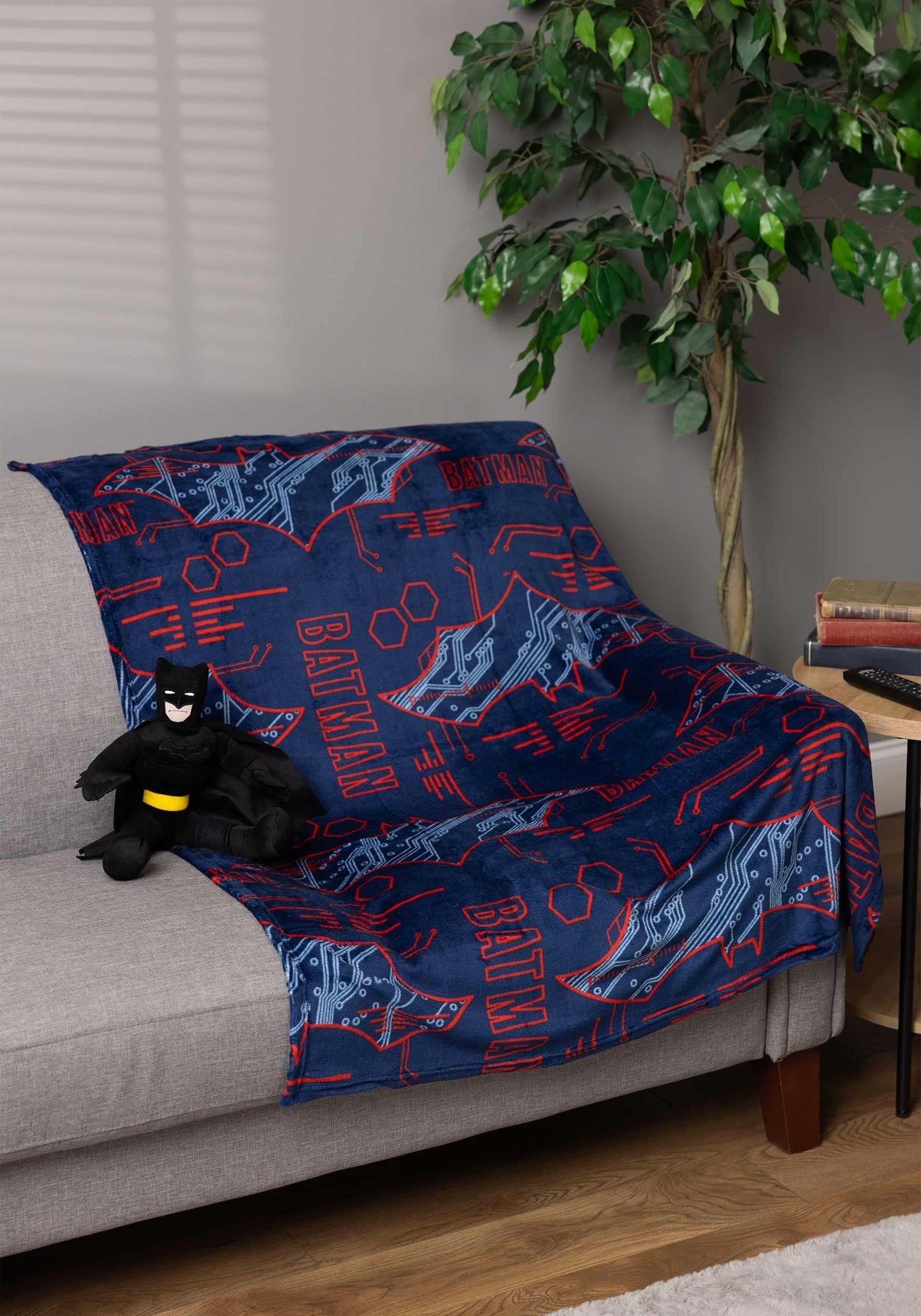Northwest Batman Cyber Symbols Character Hugger Pillow & Silk Touch Throw Blanket Set, 40" x 50"