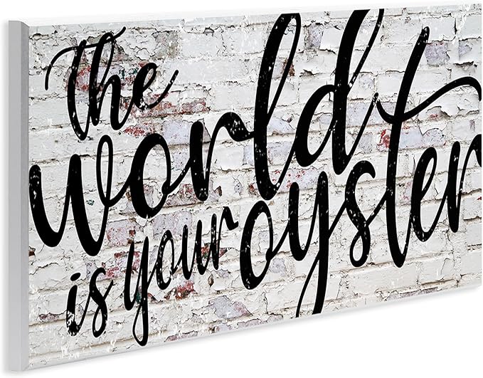 Stupell Industries World is Your Oyster Textured Brick Inspirational Word, Design by Fearfully Made Creations Art, 7x17, Wall Plaque