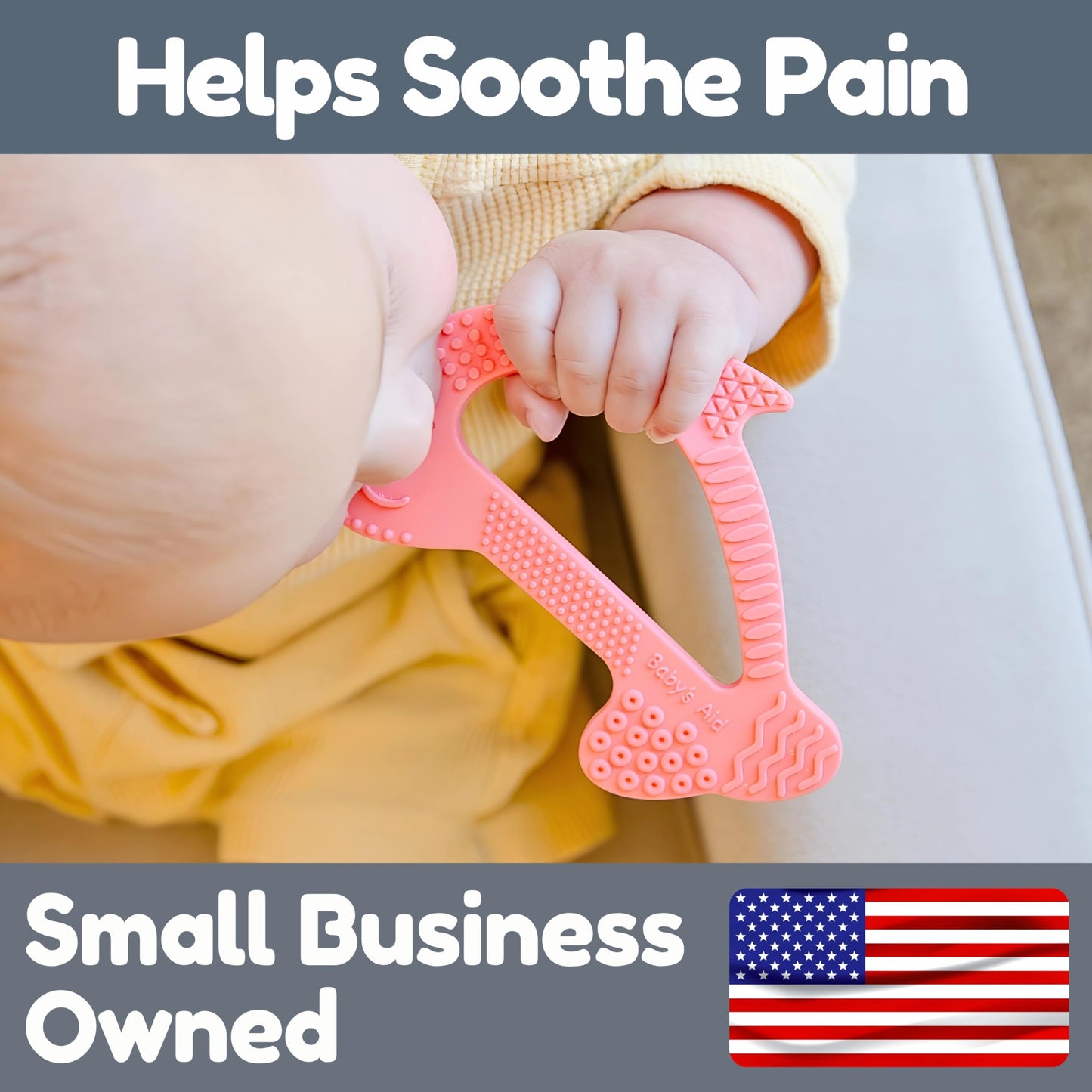 Silicone Baby Teether - Dolphin | 8 Teething Relief Textures, 100% Food-Grade, Easy to Hold & BPA Free Silicone Teethers for Babies, Baby Teething Toys, Soft Chew Toy for Babies Ages 3M+, Baby’s Aid