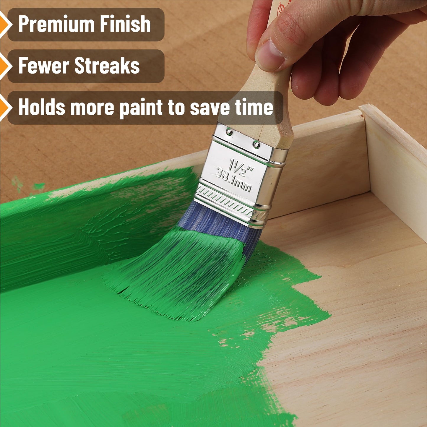 Bates Angle Paint Brushes - 1.5-Inch, 12 Pack, Treated Wood Handles for Walls, Furniture & Stain