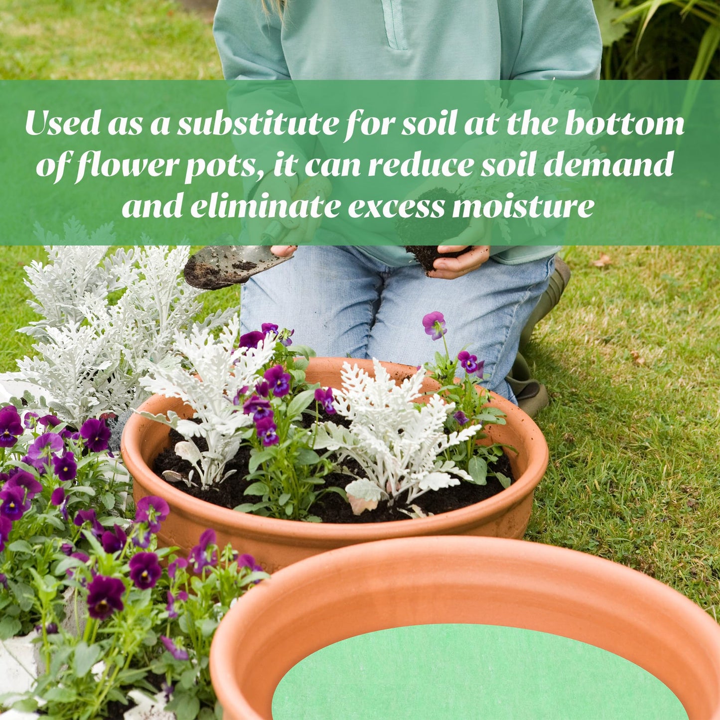 Adnee 2 Pack Flower Pot Filler Insert, 47.2" x 11.8" Soil Saver for Tall Planters, Lightweight Drainage Material & Plant Riser for Large Pots, Prevent Root Rot & Reduce Pot Weight - Cut to Fit