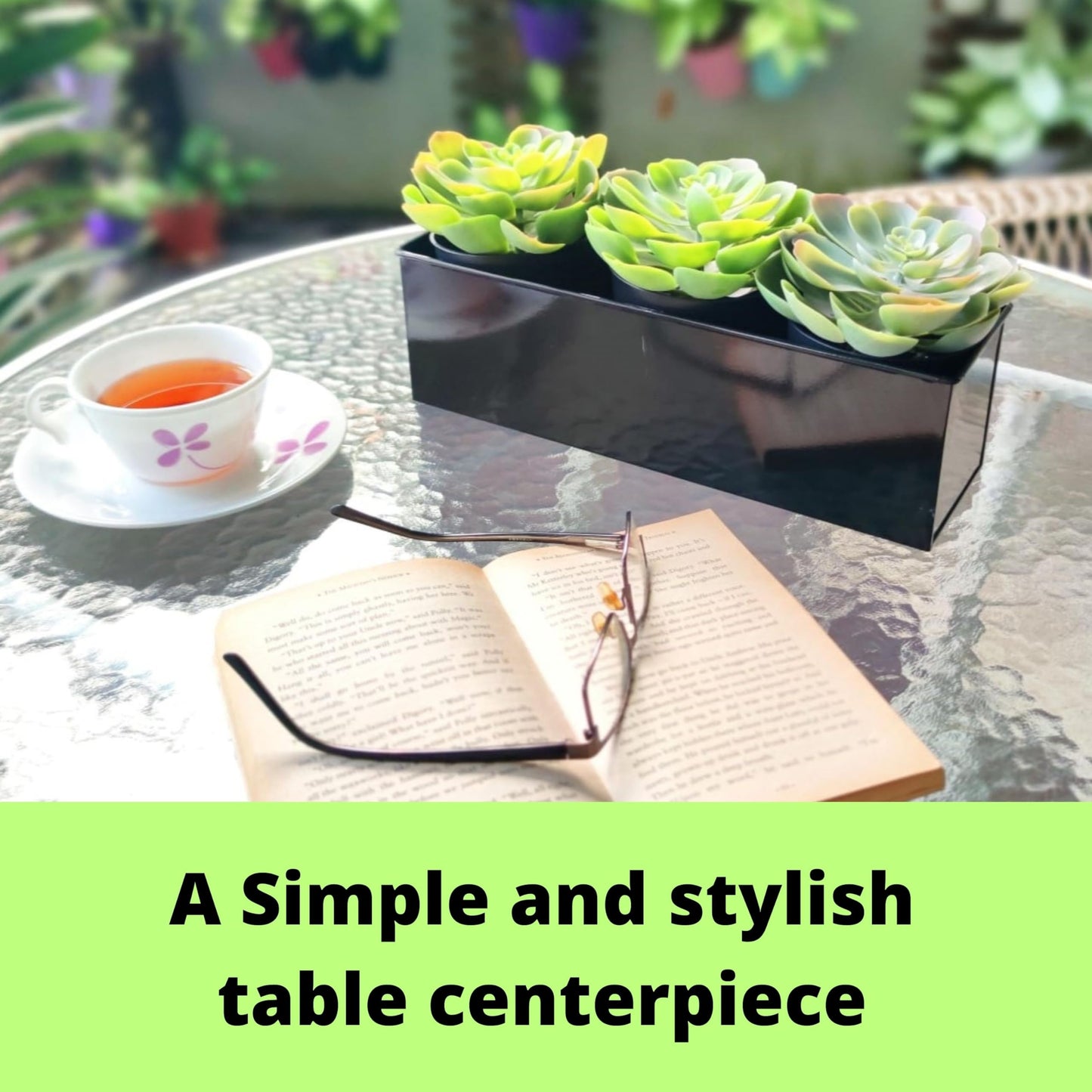 LaLaGreen Wall Planter Indoor Plants - 3 Pack, 14 Inch Large Wall Mount Planters for Succulent Black, Rectangular Metal Hanging Flower Pot, Long Window Sill Plant Box Fence Railings Floating Shelve