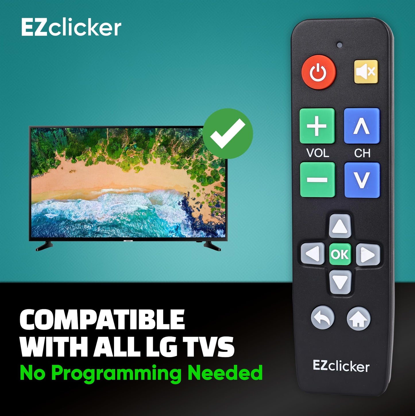 LG Replacement TV Remote Compatible with LG TV's ONLY (Black) Big Button, Simplified and Easy to Use (2xAAA Batteries not Included)