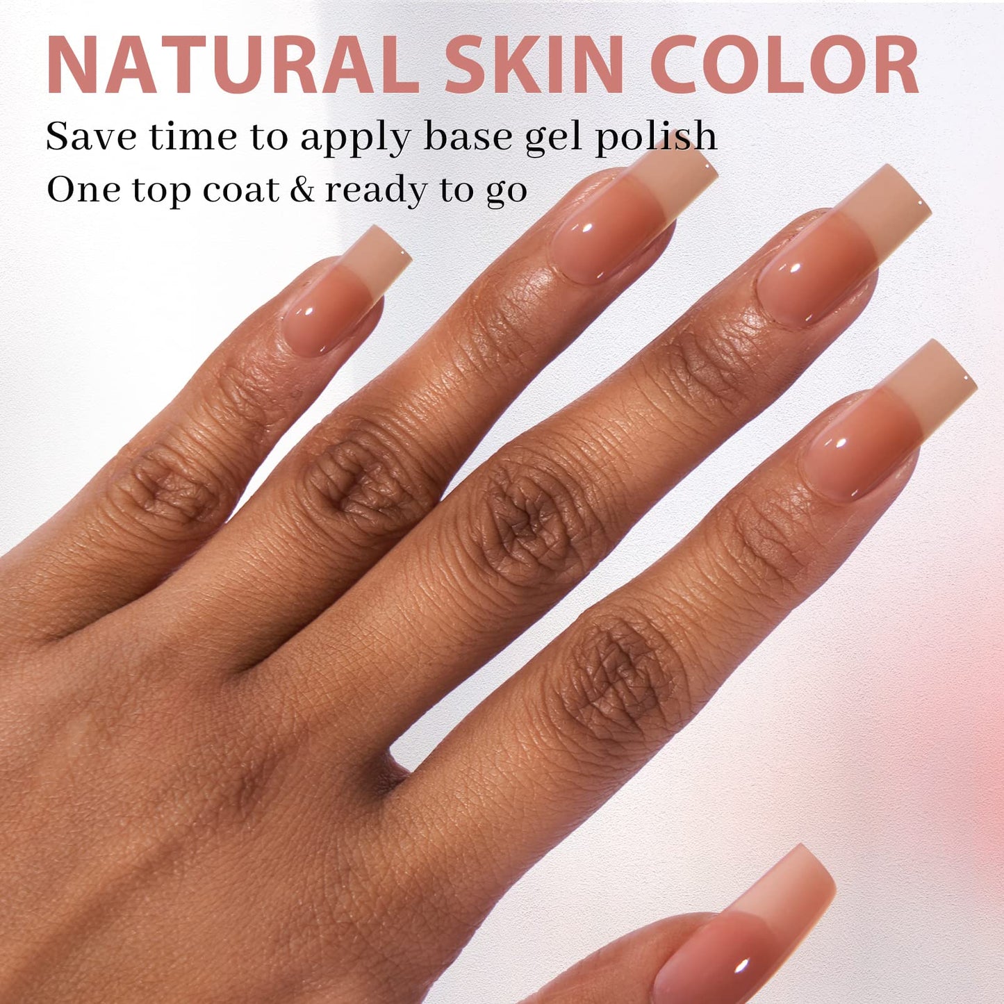 BTArtbox Press On Nails Long Square with French Nail Stamper - 150Pcs 2 in 1 X-coat Tips Pre-applied Tip Primer, One-Step Square Gel Nail Tips Fake Nails 15 Sizes for Nail Extensions