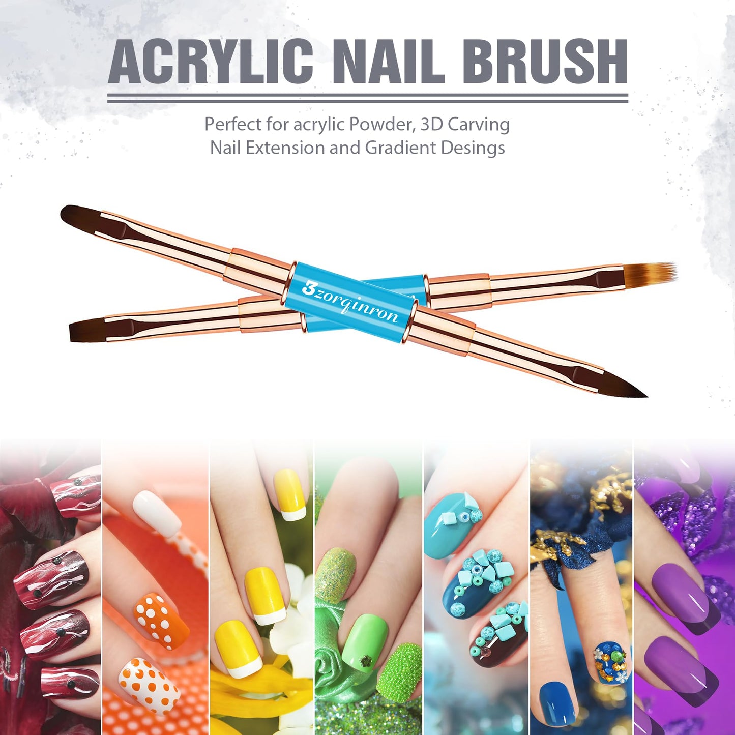 Nail Art Brushes Set, Professional 5Pcs Double-Ended Nail Brush Kit for Details, Long Lines, Ombre & 3D Design-Perfect for DIY Manicures & Salons (Blue)