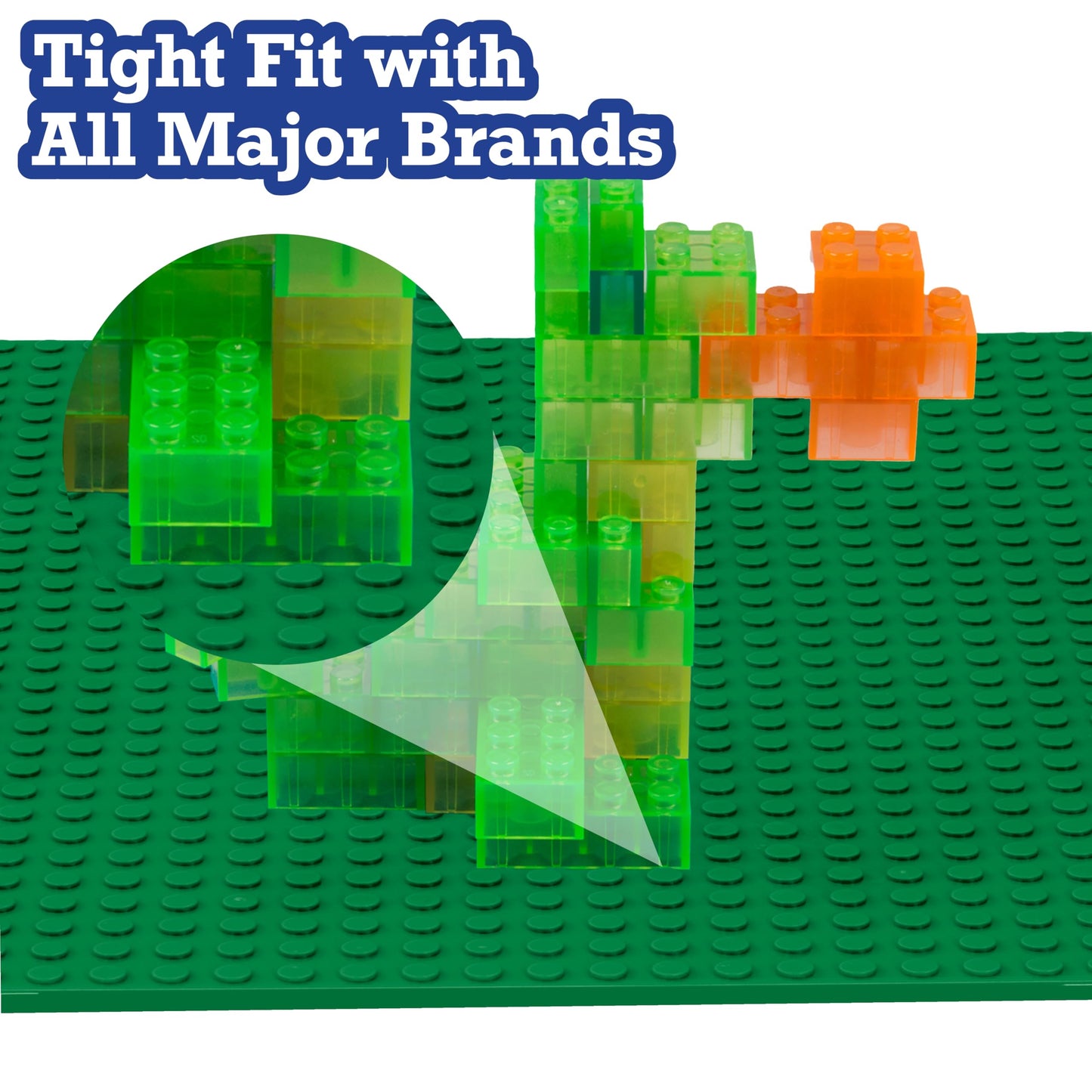 Classic Baseplates for Building Bricks - Set of 4 Large Green 10"x10" Building Plates- Dual Connectivity, Build on Both Sides - Compatible, Tight Fit w Major Brands- STEM Creative Toy & Kids Bday Gift