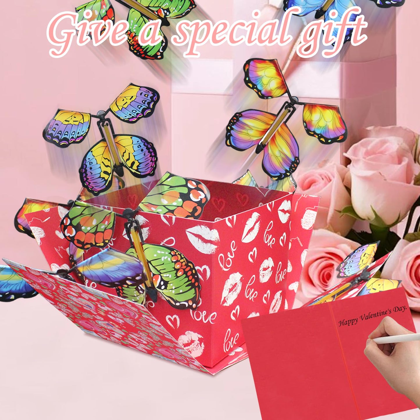WUEURU Butterfly Explosion Gift Box,Flying Butterfly Surprise Gift Box,DIY Exploding Surprise Gift for birthdays, weddings, Mother's Day, Valentine's Day
