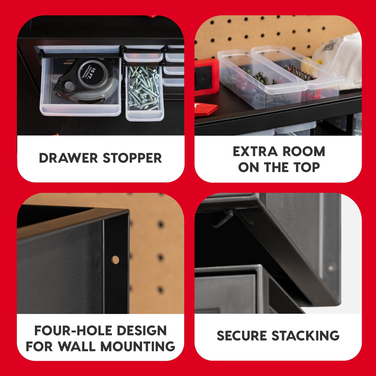 IRIS USA Plastic Storage Drawers, Made in USA, 26-Drawer Organizer Cabinet, Stackable Teacher Toolbox for Crafts, Stickers, Crayons, Markers, Beads, Hardware, Building Bricks, Garage Storage – Black