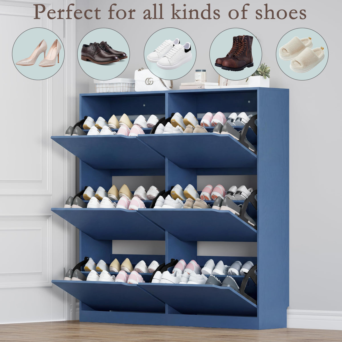 Shoe Cabinet with 6 Flip Drawers