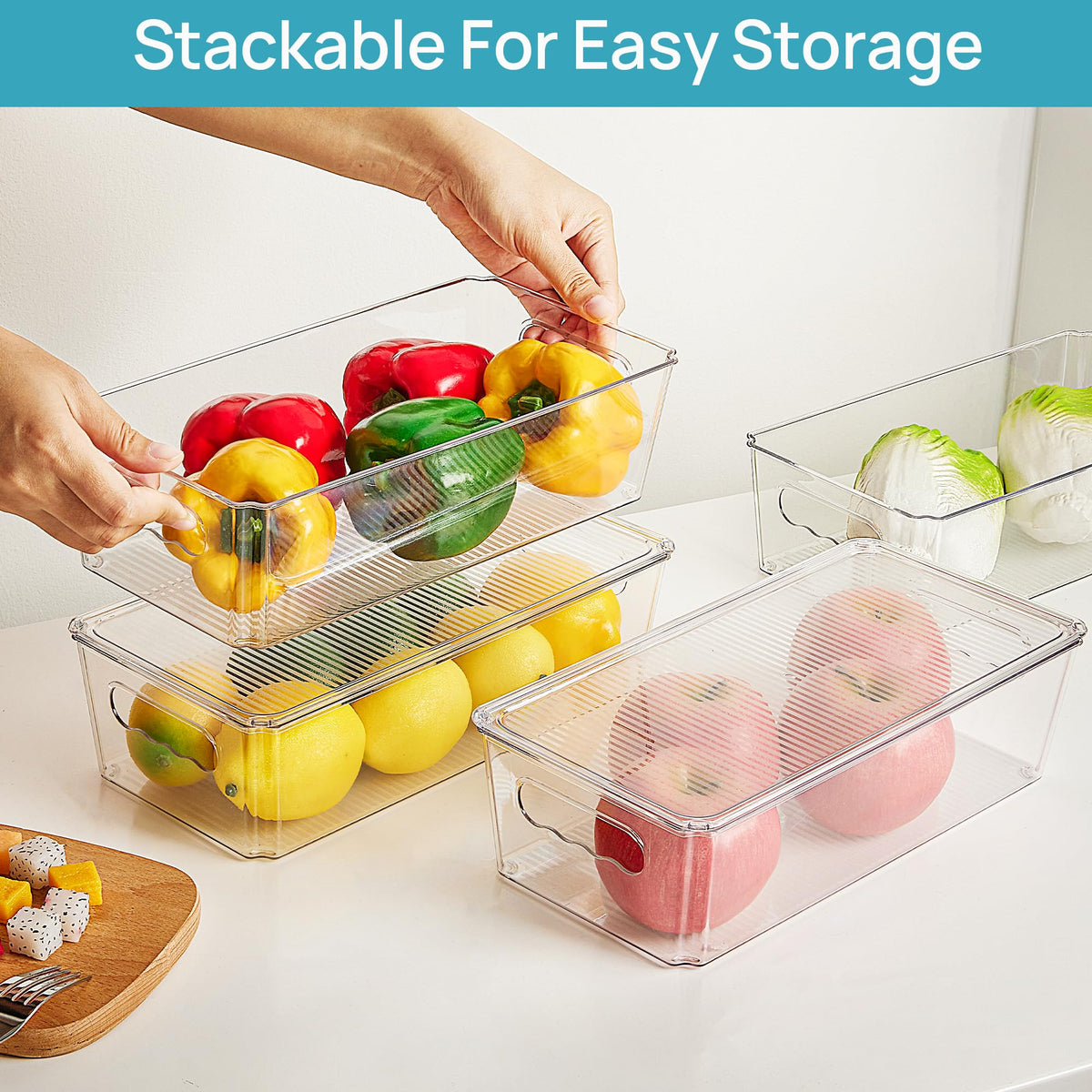 10pcs Clear Stackable Storage Bins with Lids (10 Count)