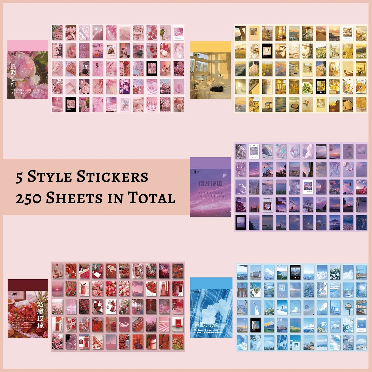 450 Pieces Washi Sticker Set, 9 Set Scrapbooking Diary Planner Album Diary Notebook, Scrapbooking Sticker Journaling Supplies for DIY Arts and Crafts Card Making Laptop Decoration