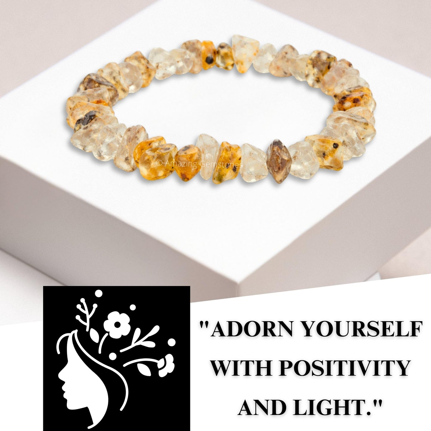 Amazing Gemstone Chips Bracelet (Golden Rutilated Quartz)