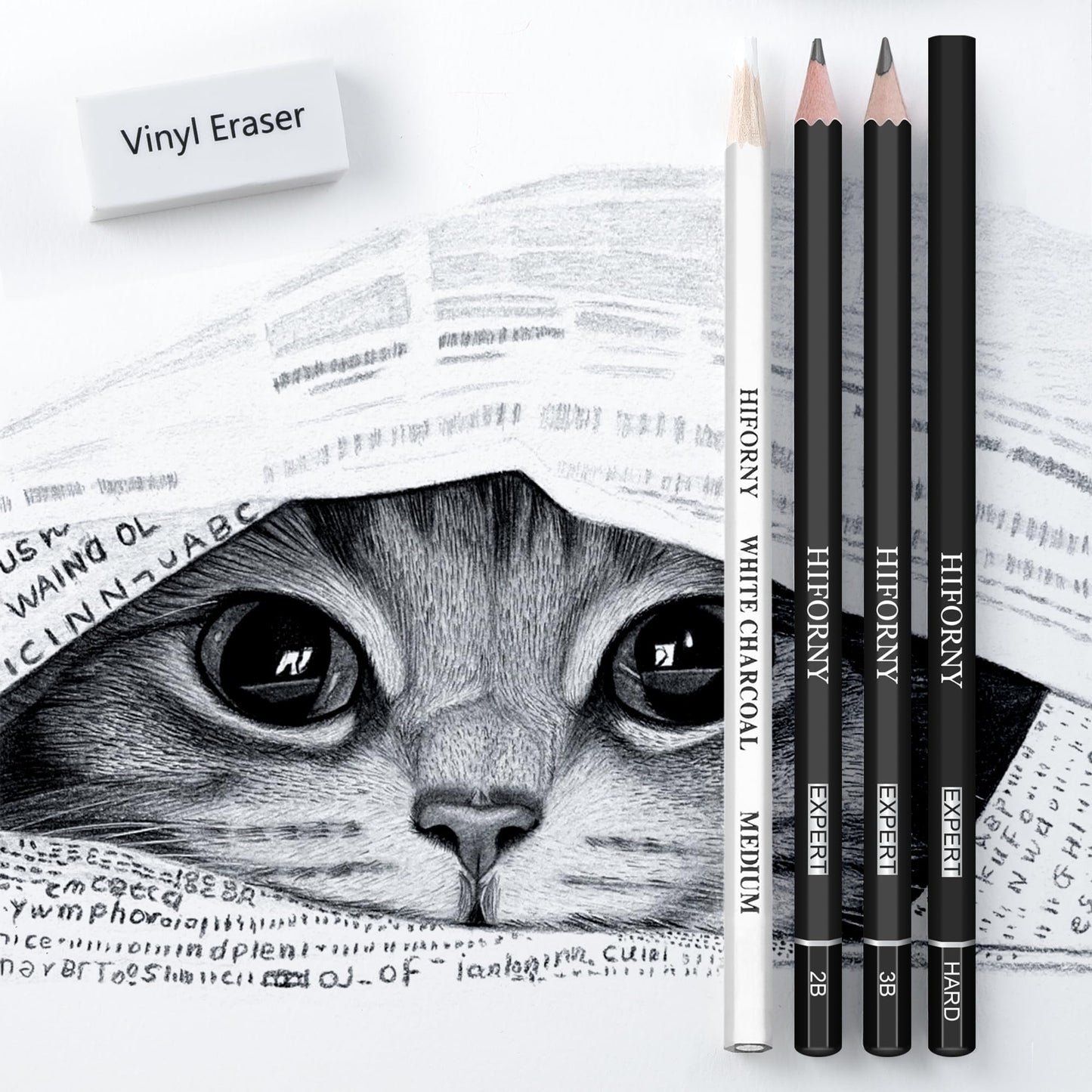 HIFORNY 42 PCS Drawing Set, Sketching Kit with Graphite & Charcoal Pencils, Blending Tools, Erasers & Accessories, Portable Zippered Travel Case for Artists & Beginners