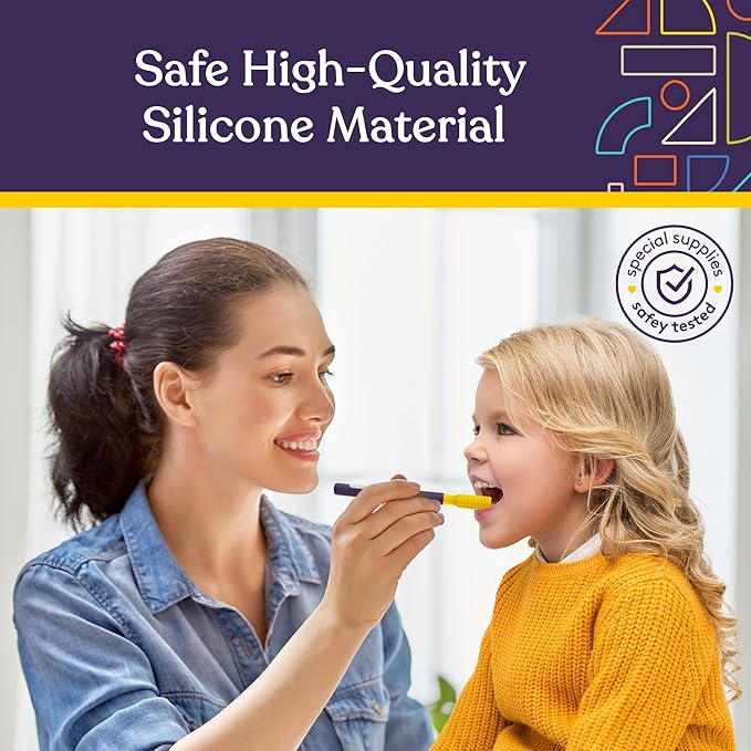 Special Supplies Buzz Buddy Oral Motor Stimulation Kit with 6 Soft Textured Interchangeable Heads, Calm Sensory Needs, Support Speech, and Stimulate Self Feeding, Gentle Vibrations (Purple)