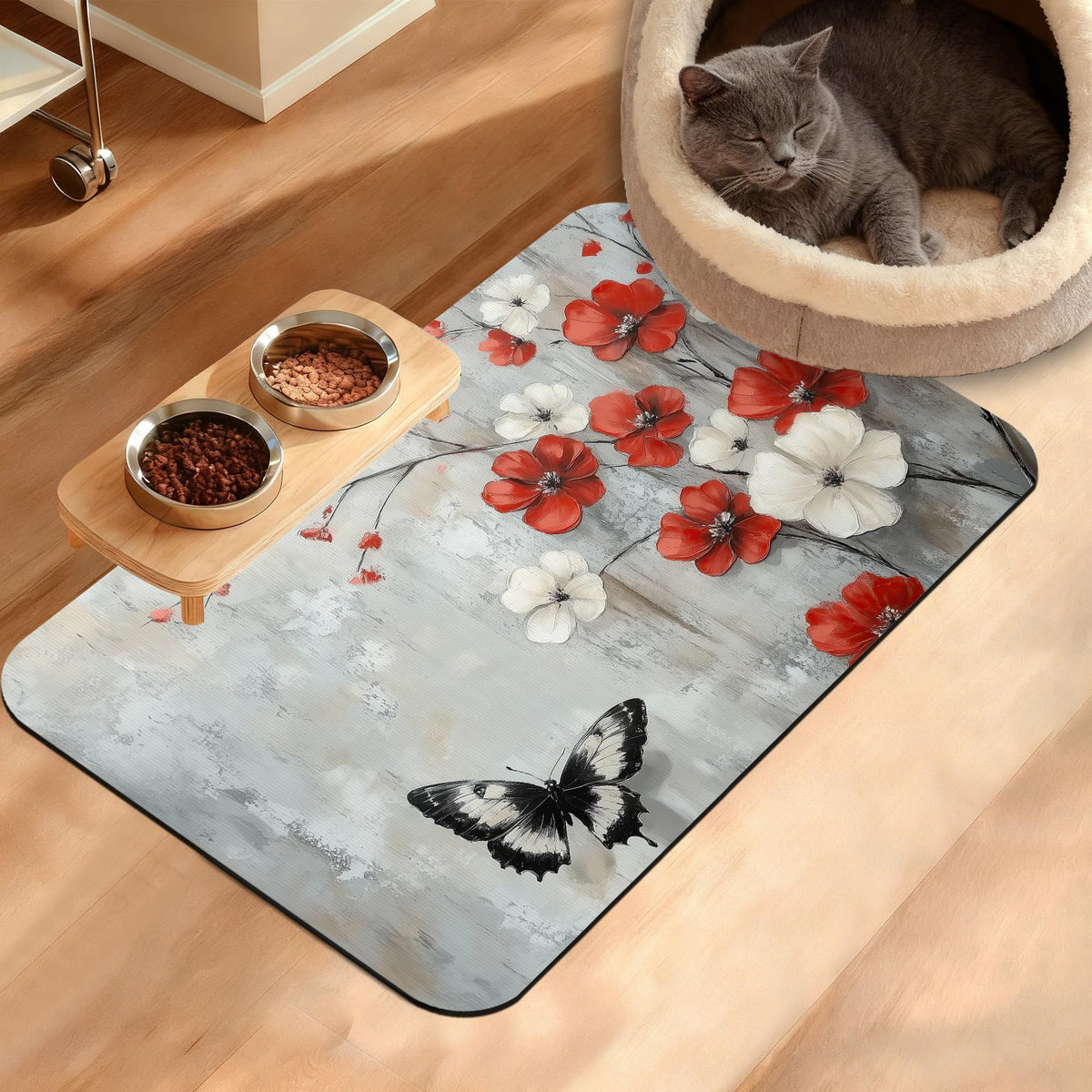Tropical Palm Dog Food Mat,Exotic Leaves Floral Absorbent Pet Feeding Mat for Food and Water Bowl,Quick Dry Dog Placemat Non Slip Rubber Backing Waterproof Pet Supplies 16" x 24"