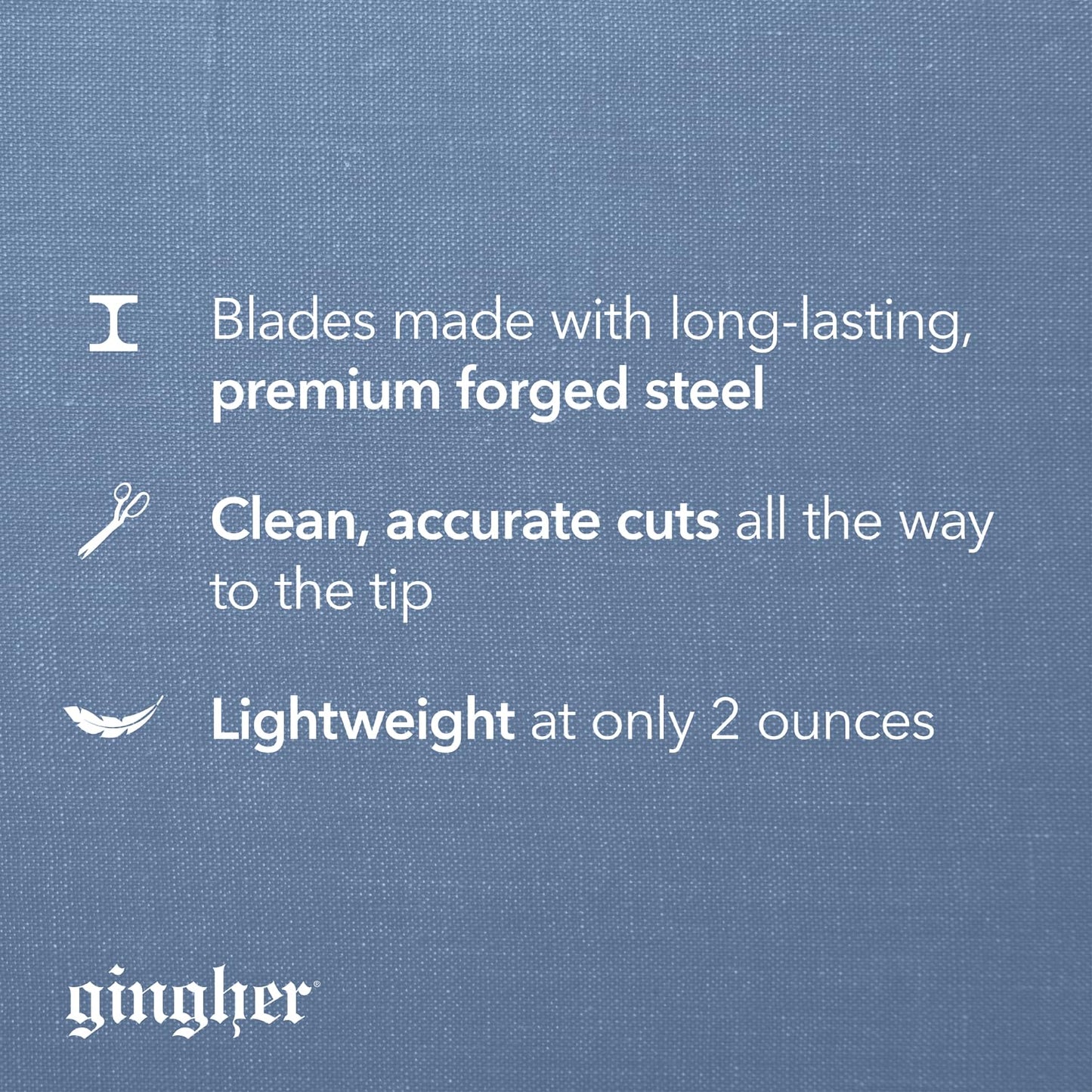 Gingher Featherweight Bent Handle Scissors - 8" Stainless Steel Shears - Sharp Fabric Scissors - Black