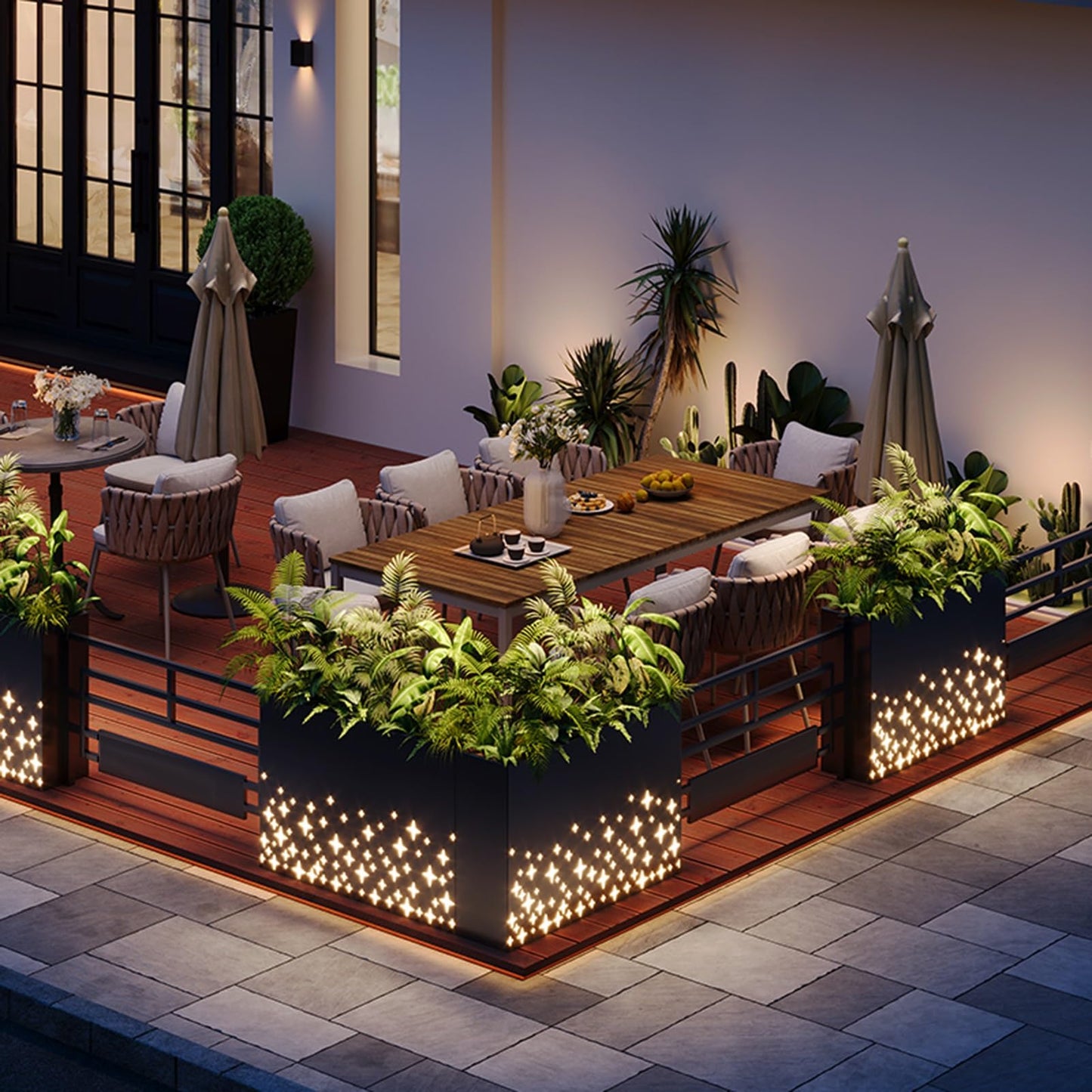 YJEUZCD Metal Rectangular Planter Box, Outdoor Spliced Flower Box with Partitions, Restaurant Garden Screen Divider, Commercial Dining Table Low Fence(A-120x80cm/47.2x31.4in)