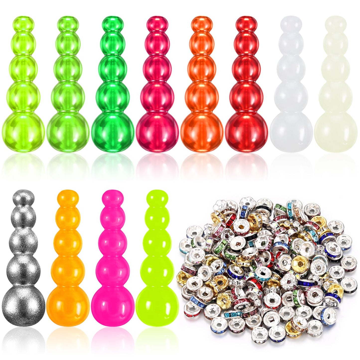 JolliLudo 160 Pcs Fishing Beads 12 Pcs Stacked Fishing Beads for Spinner Rig Making Colorful Perch Spinner Rig Lure Making Supplies for Trout Walleye DIY Saltwater Freshwater