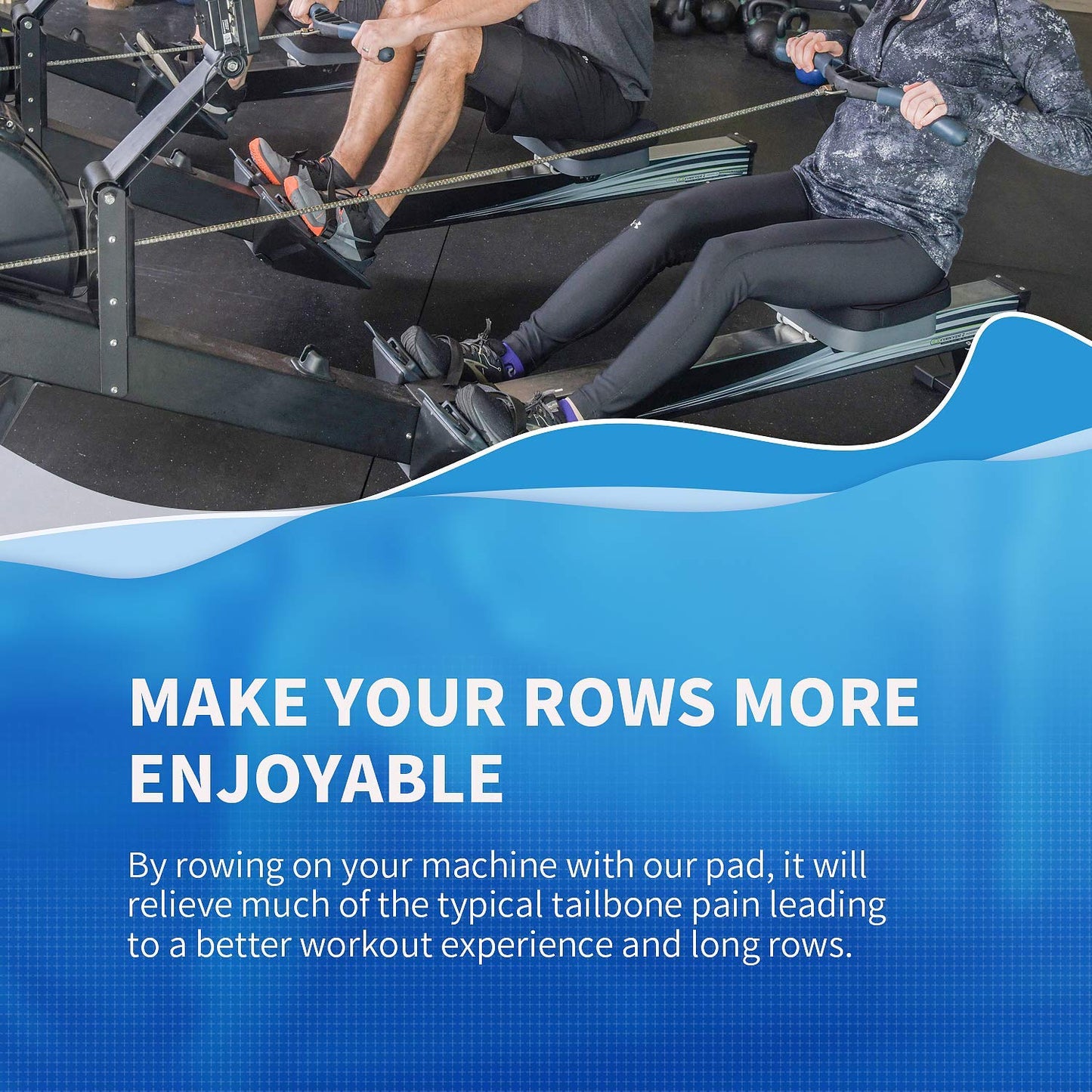 Hornet Watersports Memory Foam Rowing Machine Seat Cushion Designed for Rowing Machine Concept 2 Rower and More- Universal and Compatible with Most Rowers