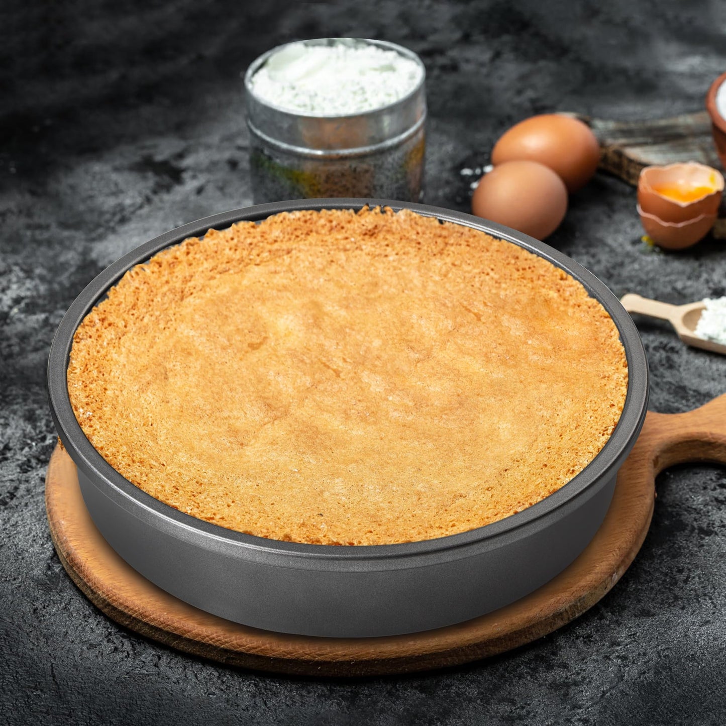 Tiawudi 9" Round Cake Pan Set of 2, 0.8mm Thick Heavy Duty Bakeware for Tiered & Layered Cakes, Nonstick Baking Pan with Diamond Texture for Even Heating, Cake Mold