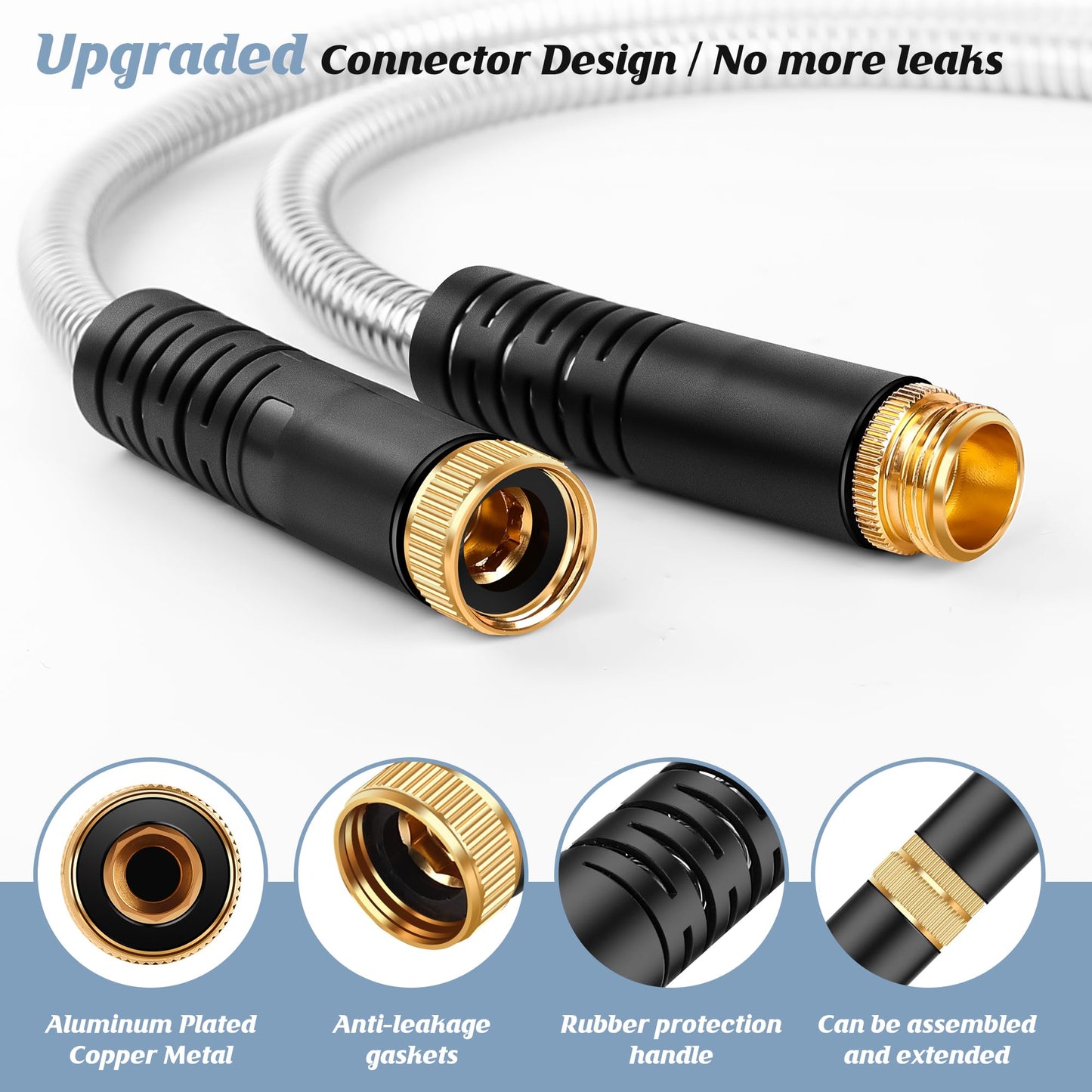 Advinski Garden Hose 50FT, Water Hose with 10 Function Nozzle, Garden Hose with Leak-proof Connectors, No-Kink, Lightweight, Puncture-proof,550PSI, Hose for Outdoor, Yard