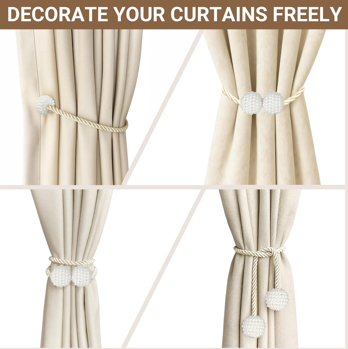 Magnetic Curtain Tiebacks Beige 2pcs (2 Count)