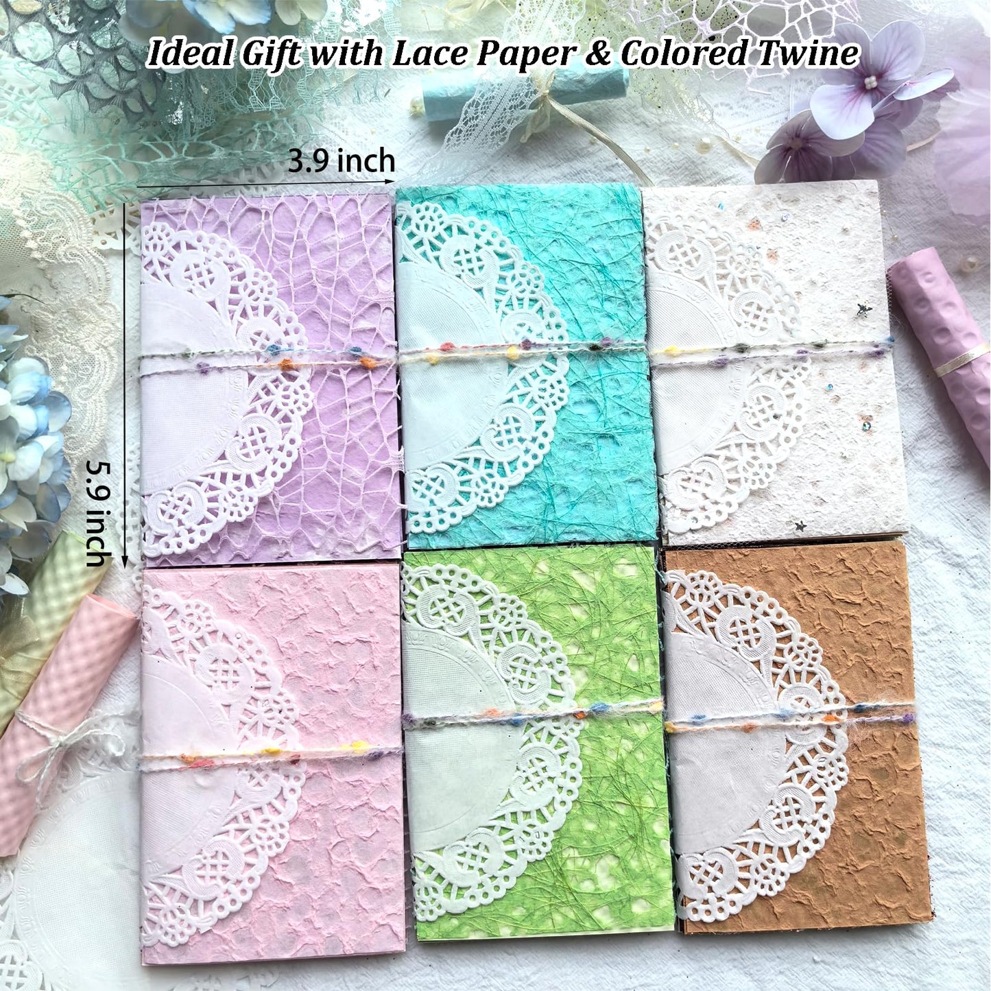 Flartmo 102 Unique Textured Scrapbook Papers and Mesh Fabric Sheets(17 Designs × 6 Colors), Handmade Craft paper for Scrapbooking, Junk Journal, Card Making Supplies, Planner, Collage (5.9" x 3.9")