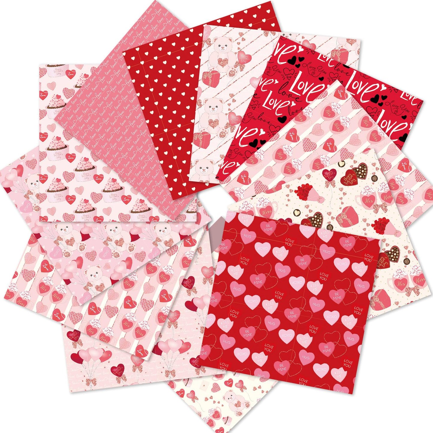 Valentine's Day Scrapbook Paper Pad Pink Red Love Heart Patterned Paper 12×12，24 Sheets Scrapbook CardStock Papers Pad for Holiday Cardmaking DIY Origami Decorative Craft Papers.