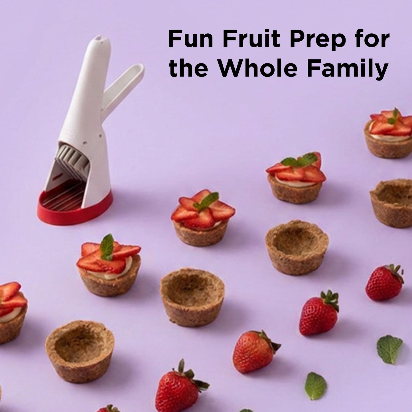 Chef'n Hand-Held Slicer Strawberry Slicester, Updated Design, Cherry/Meringue (102-712-400)