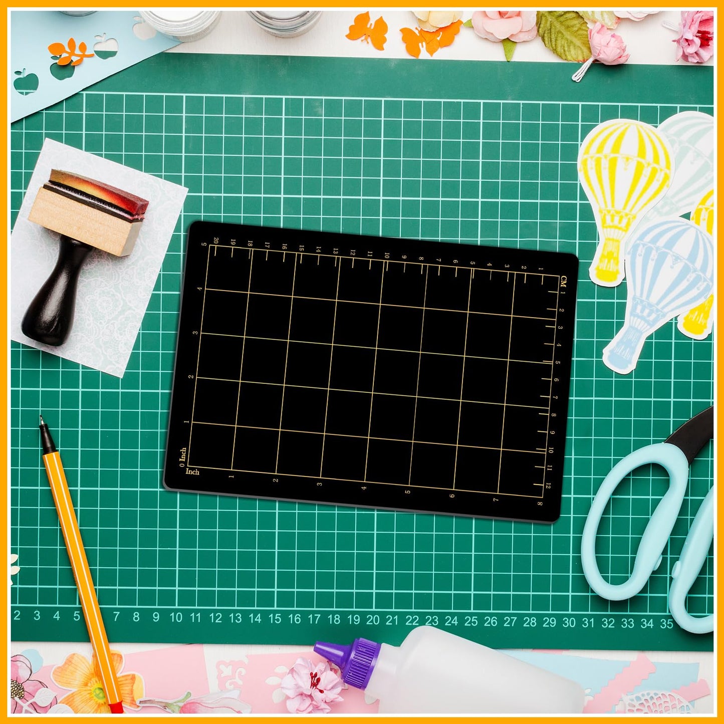 Copkim 4 Shims 6'' x 9" Magnetic Shim with Card Size Grids Die Cutting Machine Accessories Black Embossing Machine Pads for Die Cutter