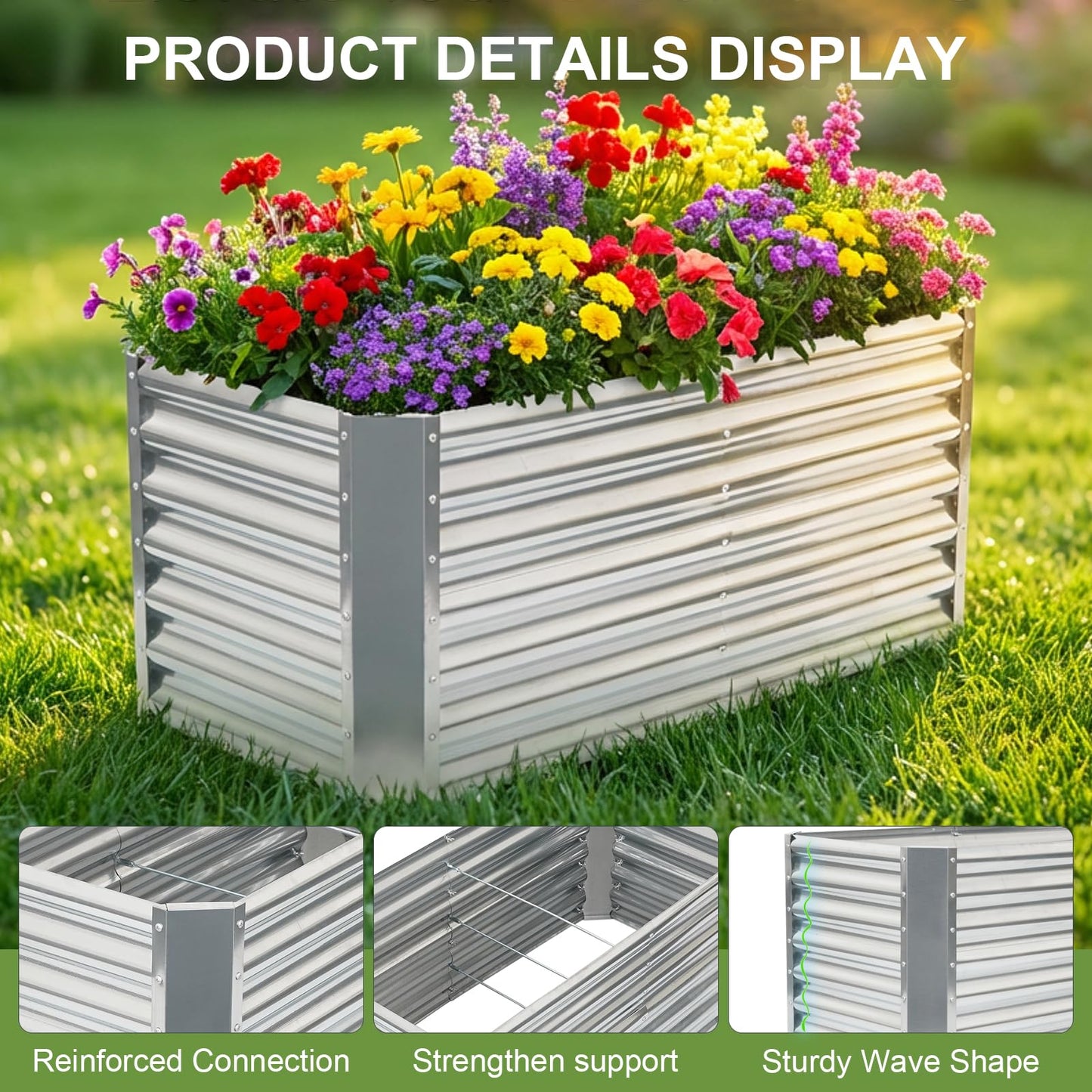 GoCampDirect 4x2x2ft (2 Pack) Raised Garden Bed - Galvanized Deep Root Planter Boxes Outdoor with Wing Nuts and Safety Edges for Gardening Vegetables, Flowers, Herbs, Succulents - Silver