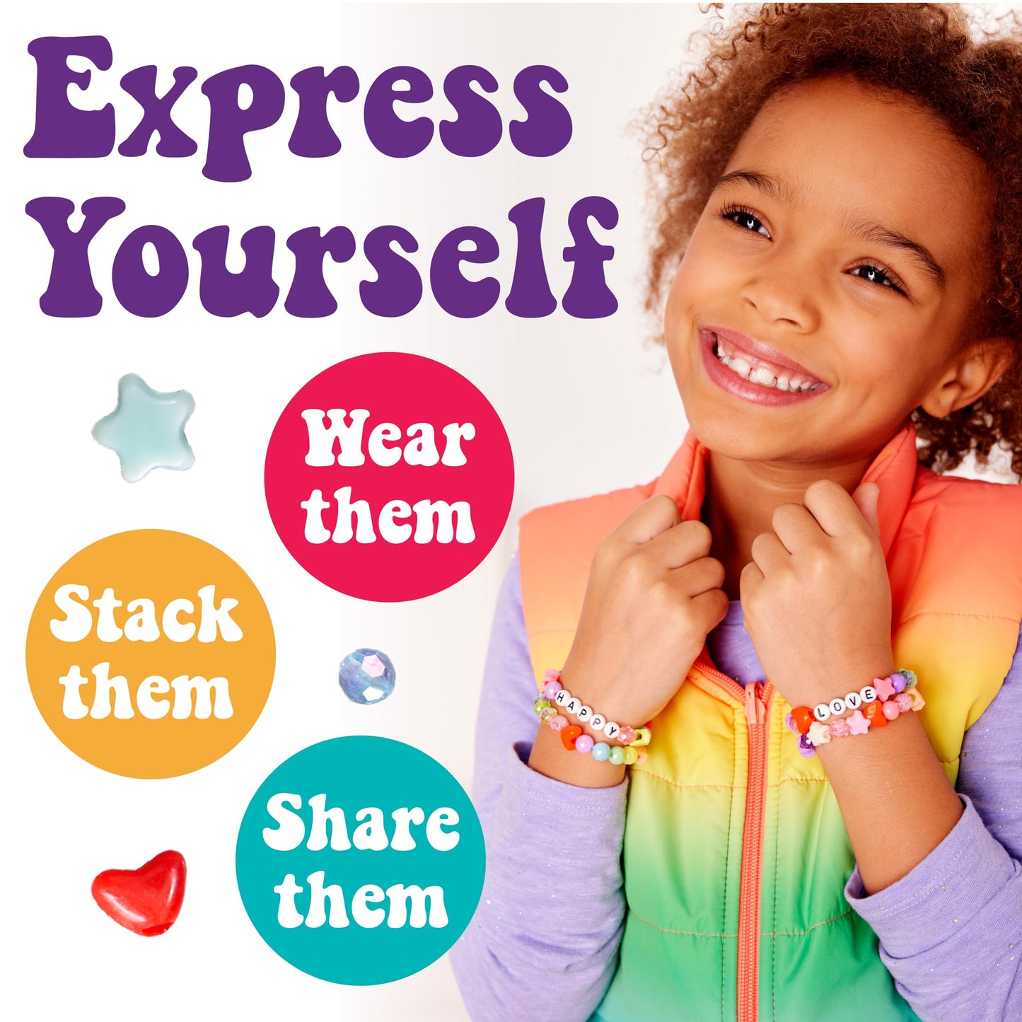 Creativity for Kids Rainbow Bead Jar Jewelry Making Kit: Makes 40+ Friendship Bracelets, DIY Crafts for Girls, Great Spring Crafts (Ages 6+)