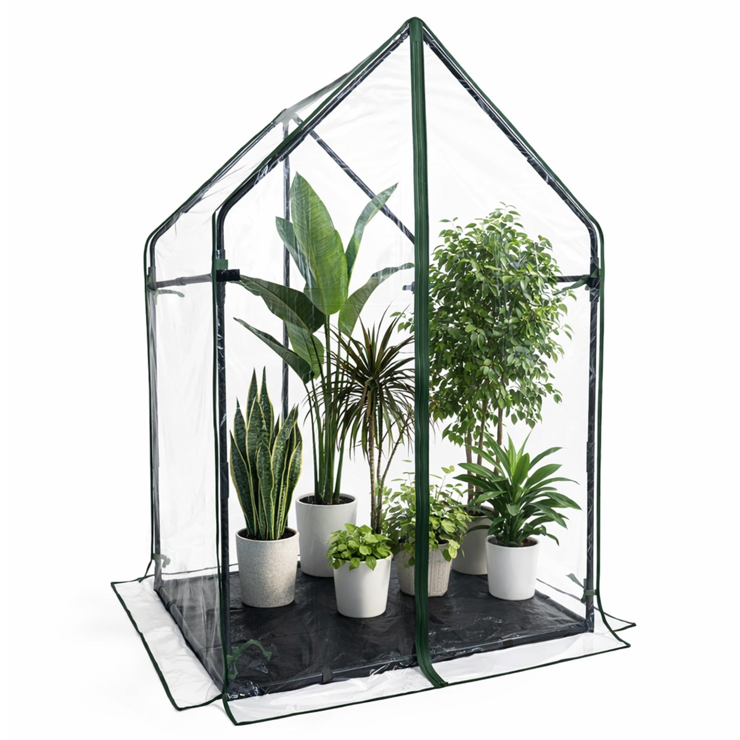 Gardzen Mini Greenhouse with Waterproof Bottom, Portable Green House with Strong Metal Frame, Small Green House for Outside and Inside Use,36.2"(L) x36.2(W) x59.5(H)