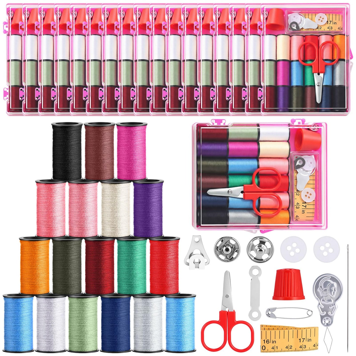 Dingion 12 Pack Mini Small Sewing Kits Bulk Travel Sewing Kit Mini Storage Box with Scissors Needles Threads Portable Emergency Sew Kits Pack for Home Beginner Camping Repairs DIY Handcraft Traveler